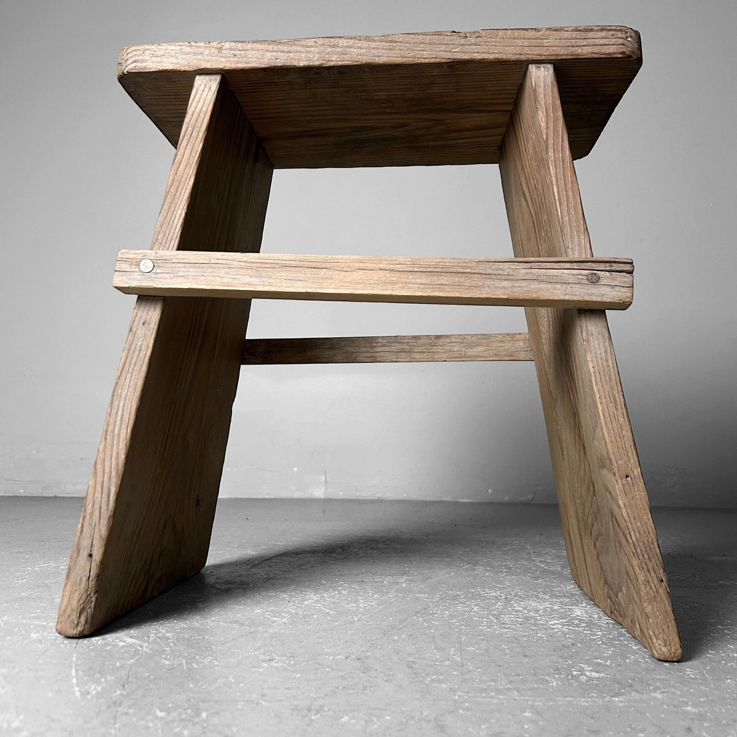 Vintage Wooden Stool, Fumidai, Shōwa Period, Japan.