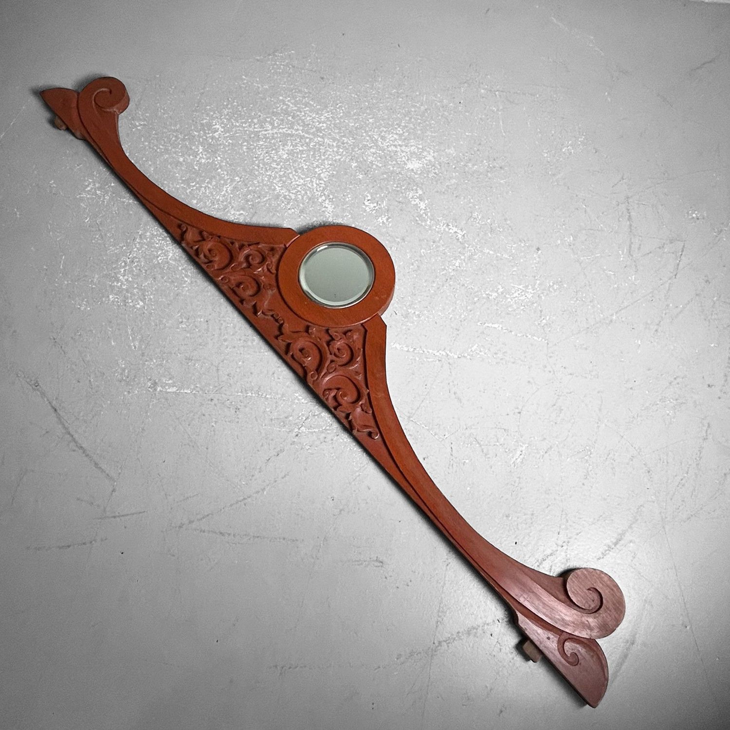 Antieke Spiegel, Houten Meubel Ornament, Taishō Periode, Japan.