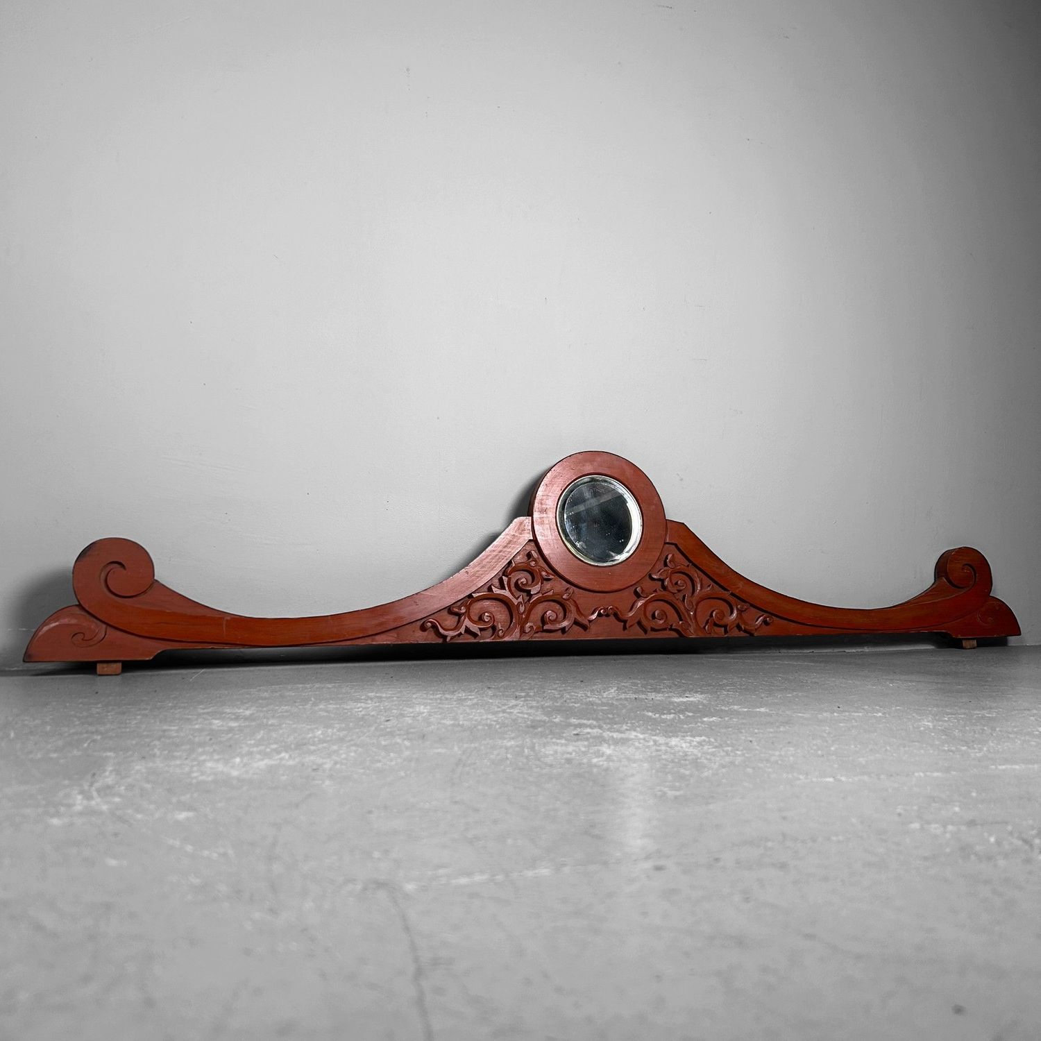 Antieke Spiegel, Houten Meubel Ornament, Taishō Periode, Japan.
