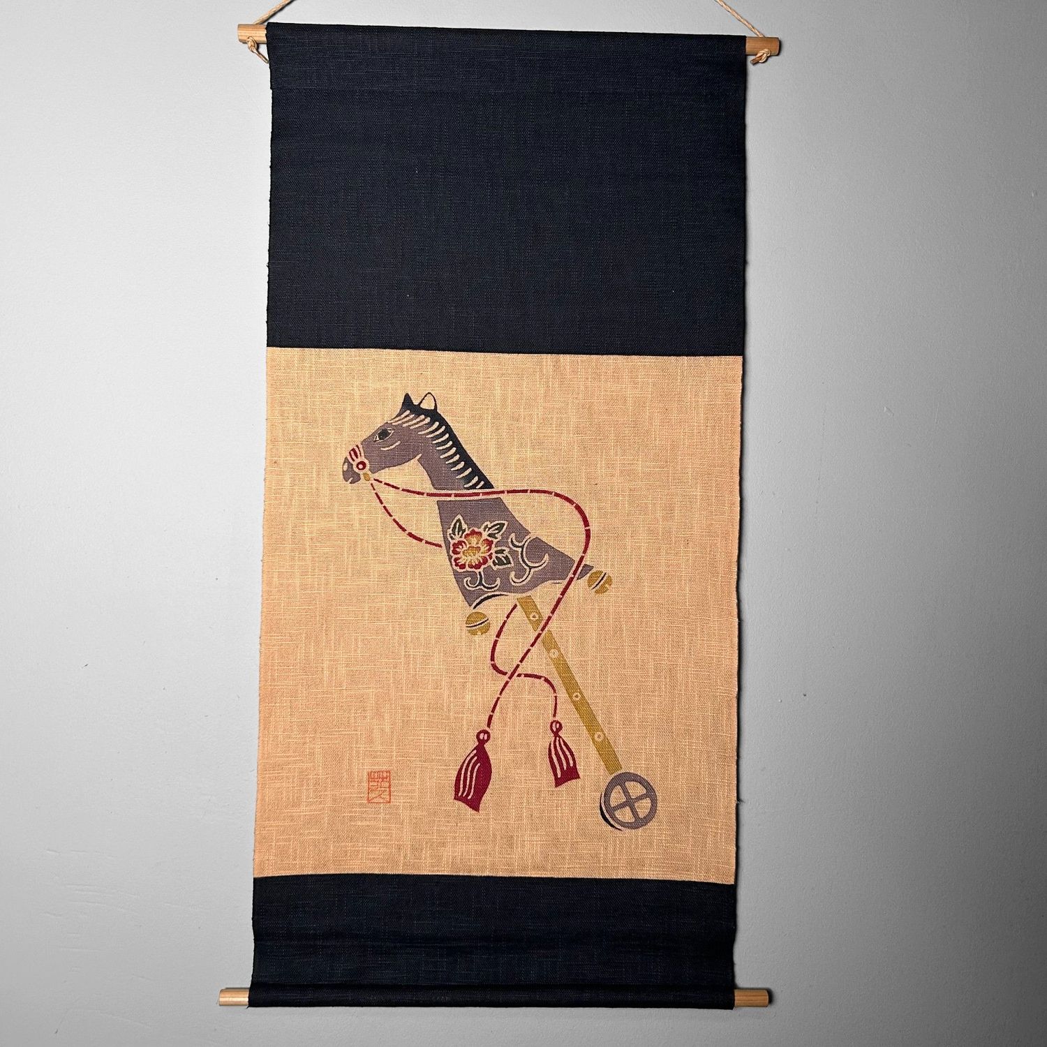 ​Vintage Japanse Scroll, Speelgoedpaard, jaren '80.