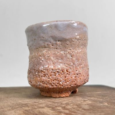Unique Yunomi, Tea Cup, Hagi Pottery, Japan, 1960s-1970s.