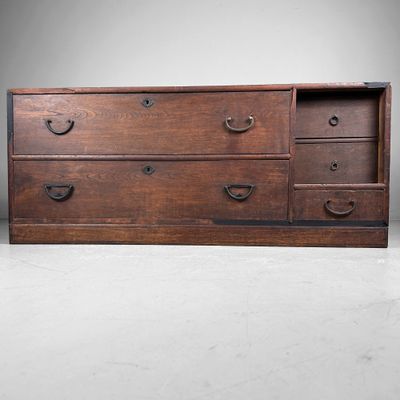 Low Traditional Tansu Chest of Drawers, Taishō Period, Japan.
