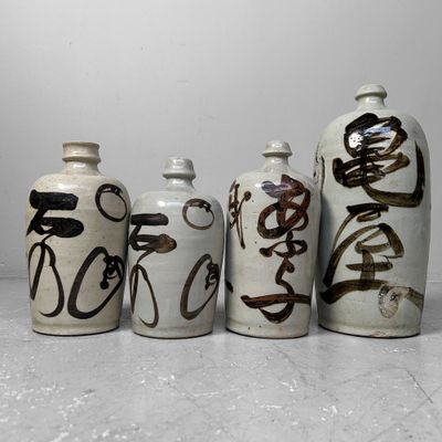 Set (4) Japanese Sake Jars, Tokkuri, Taishō Period.