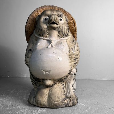 Large Tanuki 狸 Statue, Shigaraki Pottery, Shōwa Period, Japan.