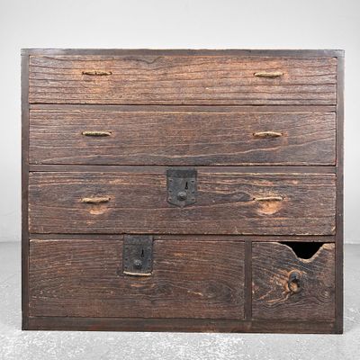 Small Wooden Chest of Drawers, Tansu, Meiji Period Japan.