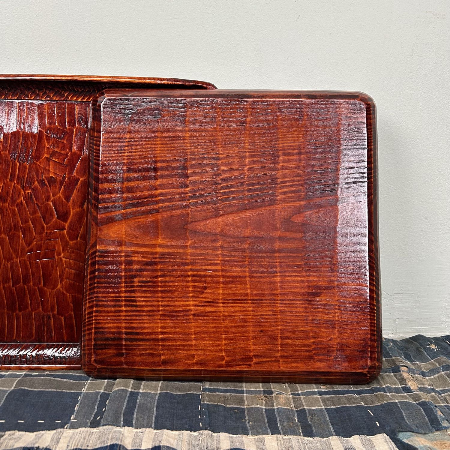 Set Japanse Dienbladen, Houtsnijwerk, Shōwa Periode.