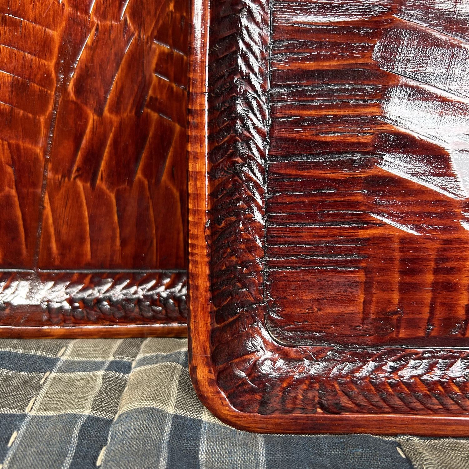 Set Japanse Dienbladen, Houtsnijwerk, Shōwa Periode.