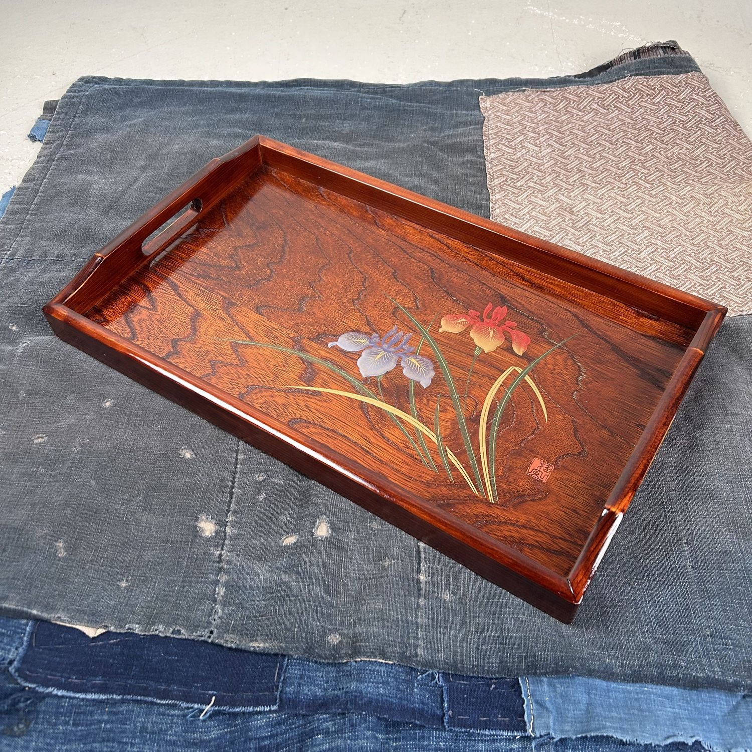Mid century Japanese Tray, 'Iris', 1970s. Mid century Japanese Tray, 'Iris', 1970s.