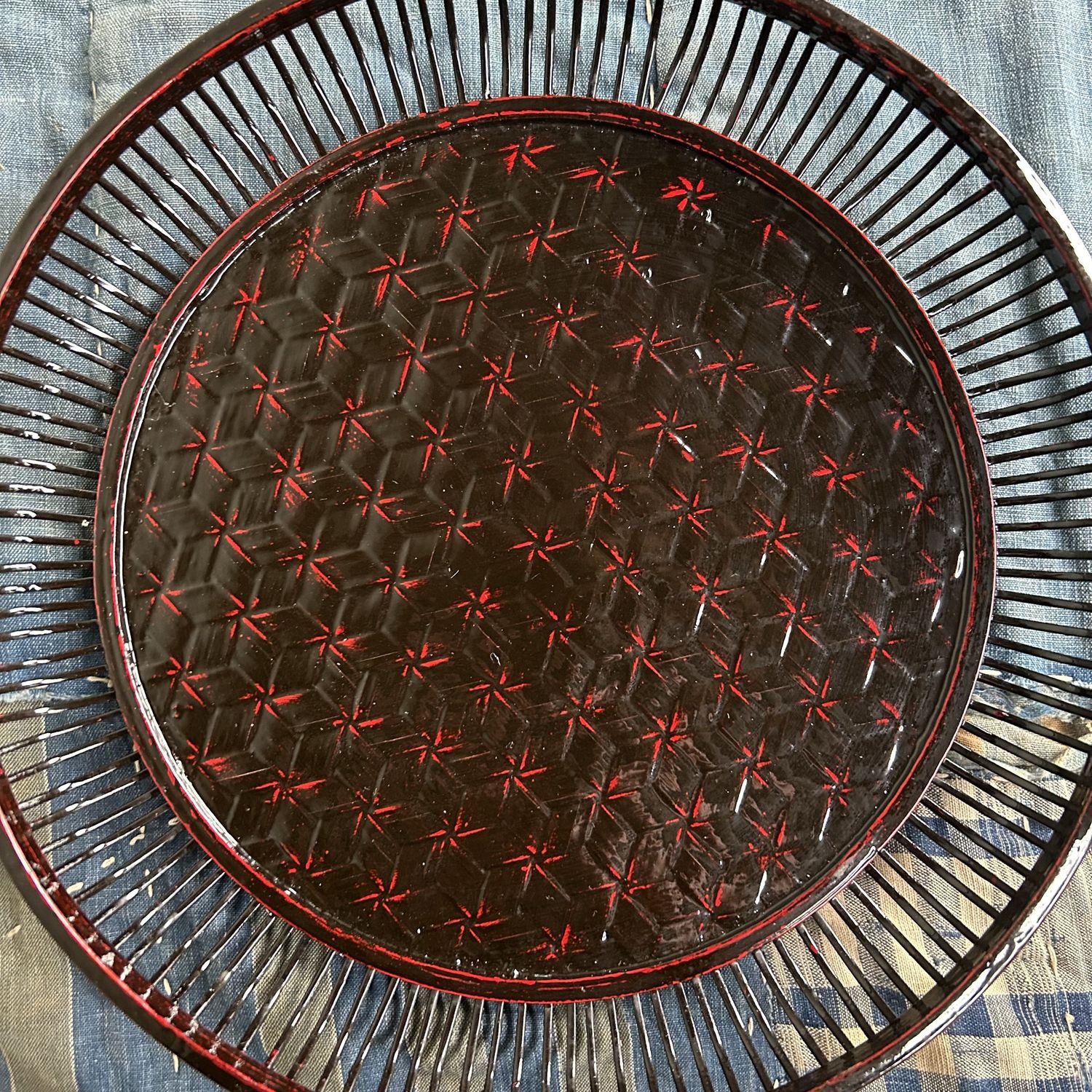 Decoratieve Rantai Obon Lakwerk, Bamboe Schaal, Shōwa Periode.