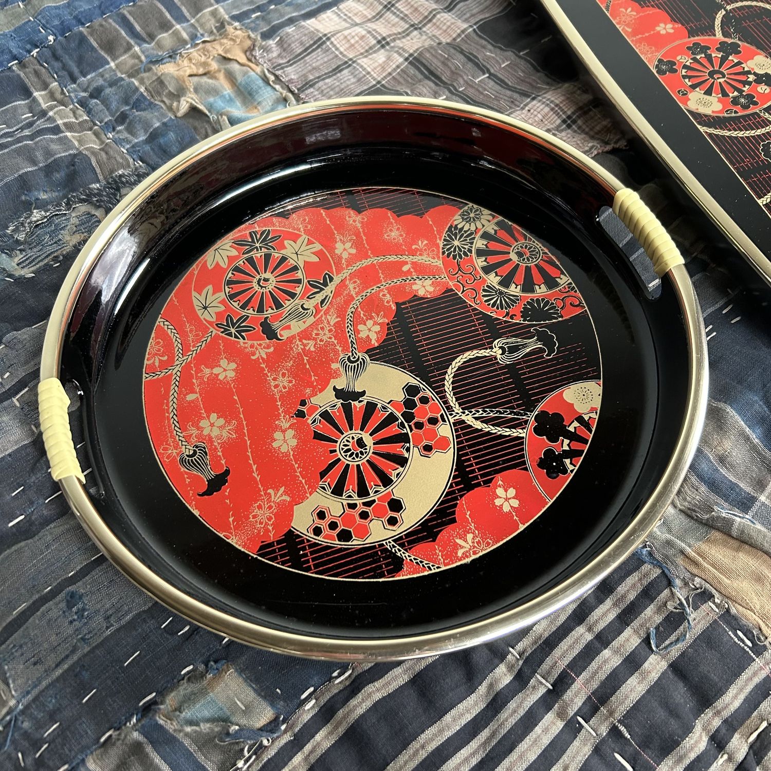 Set Vintage Japanse Dienbladen, Obon Theeceremonie, Shōwa Periode.