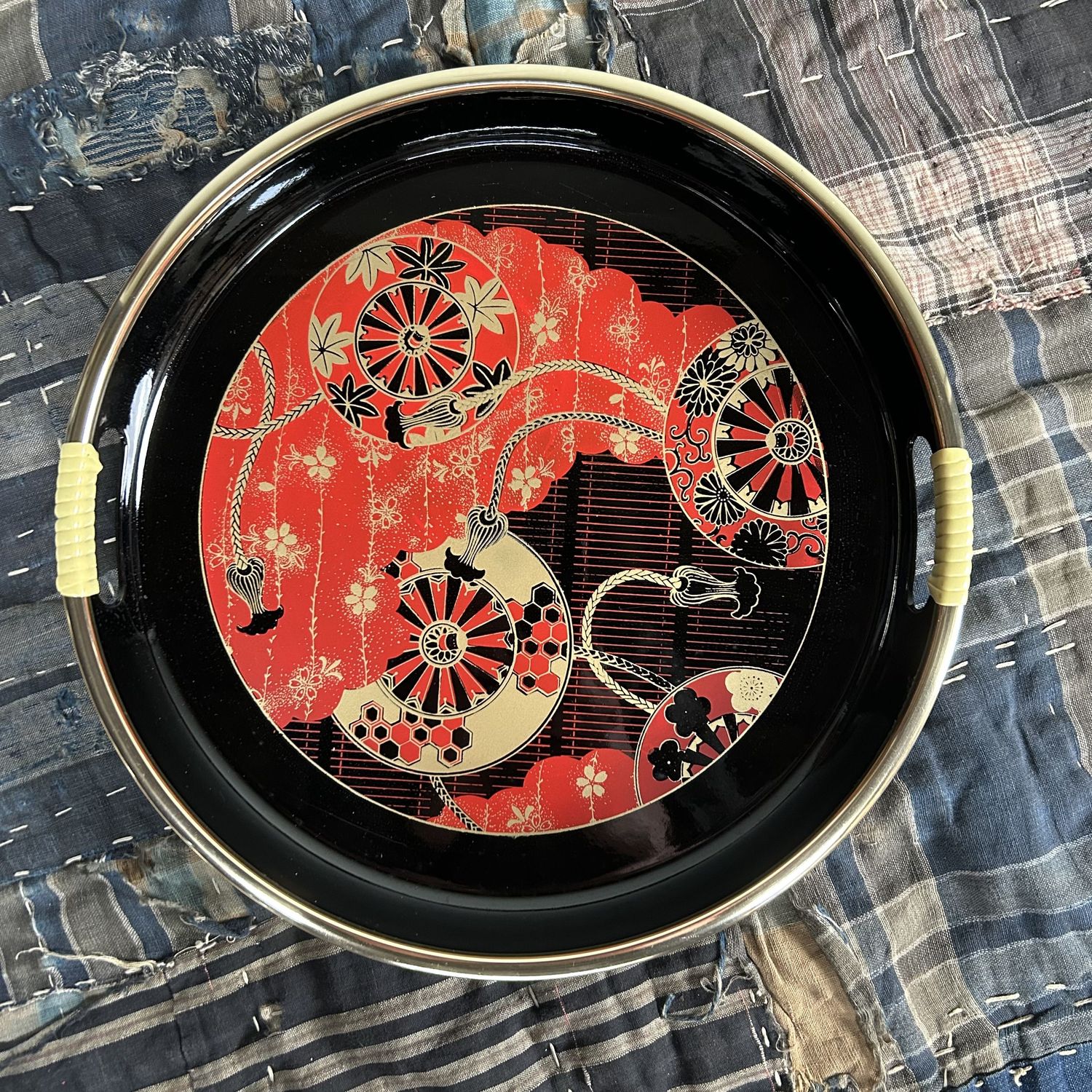 Set Vintage Japanse Dienbladen, Obon Theeceremonie, Shōwa Periode.