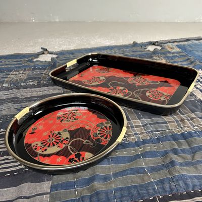 Set of Vintage Japanese Trays, Obon Tea Ceremony, Shōwa Period.