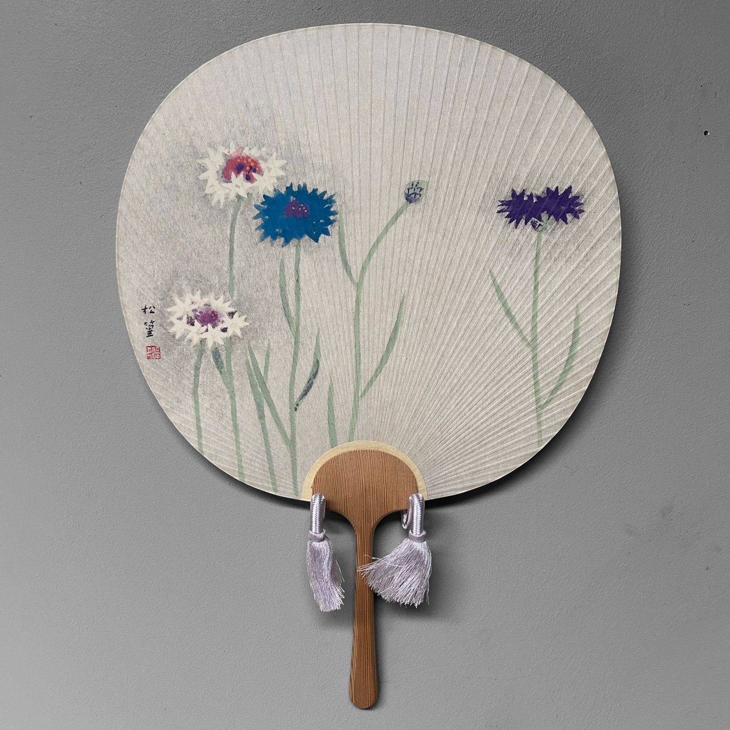 Japanse Handwaaier, Uchiwa, 'Korenbloemen', Shōwa Periode.