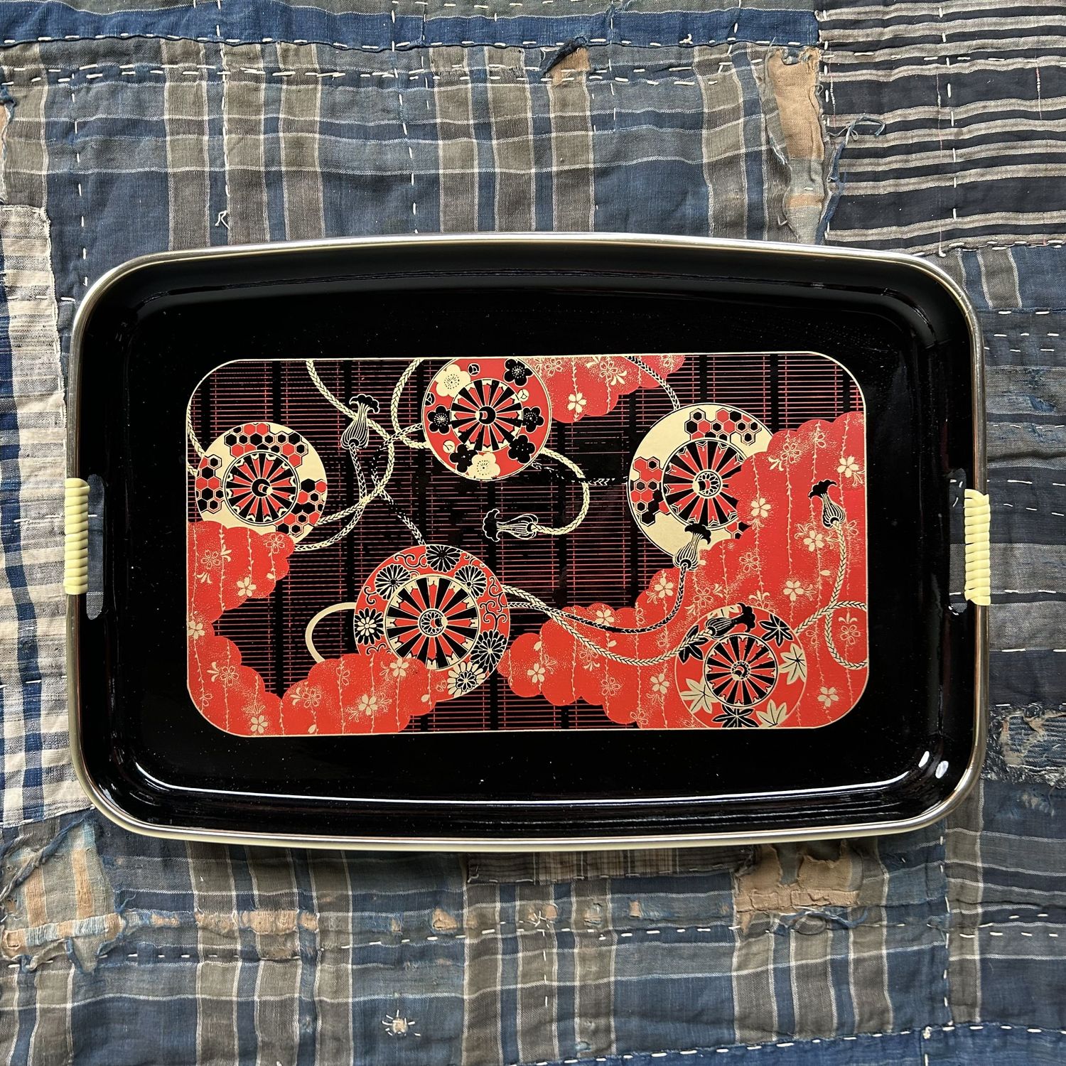 Set Vintage Japanse Dienbladen, Obon Theeceremonie, Shōwa Periode.