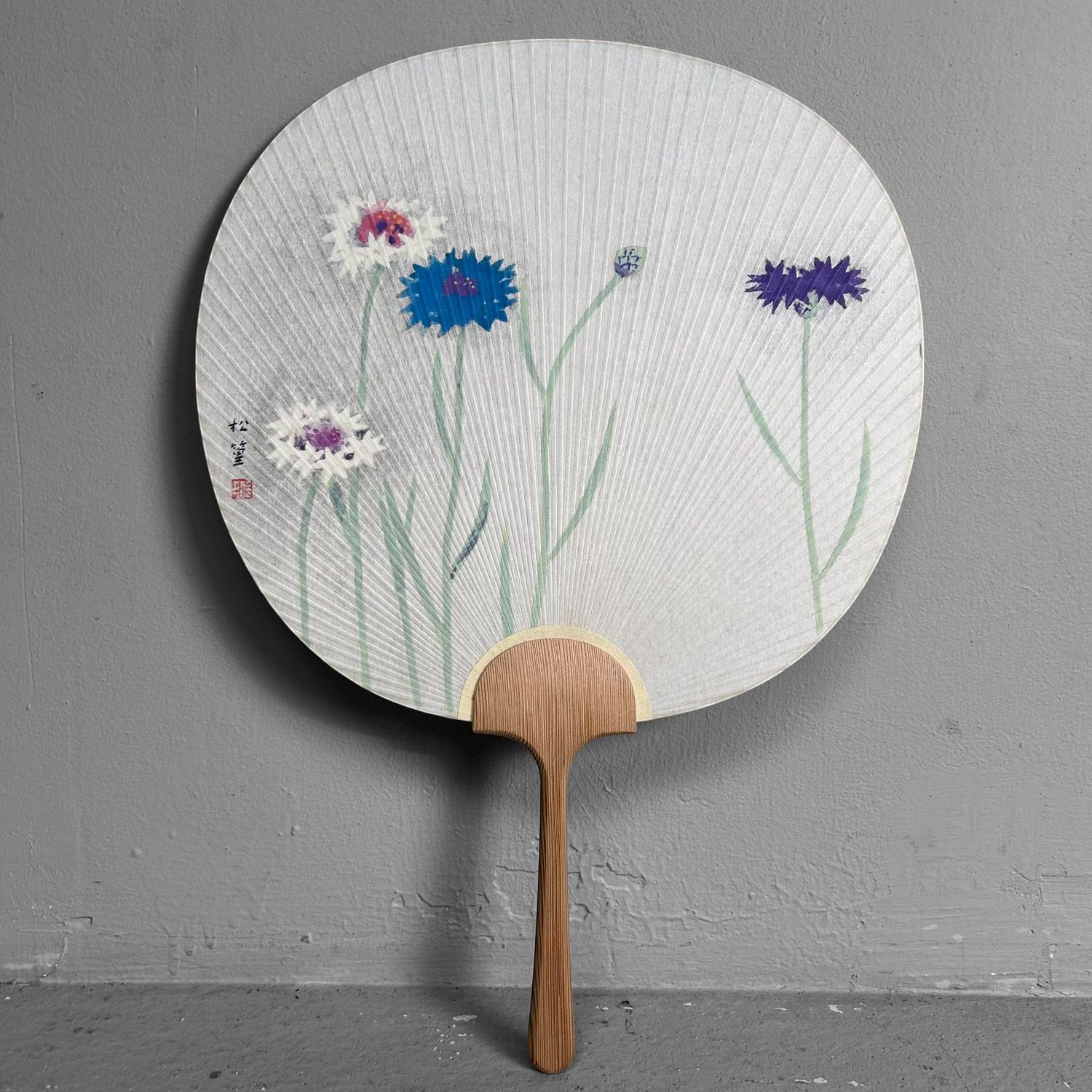 Japanse Handwaaier, Uchiwa, 'Korenbloemen', Shōwa Periode.