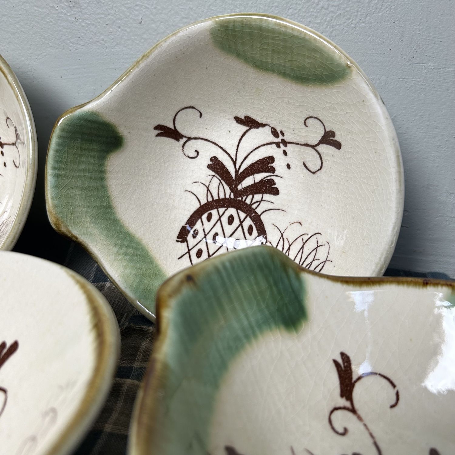 Set Vintage Serveer Schaaltjes, Oribe Ware, Japan.