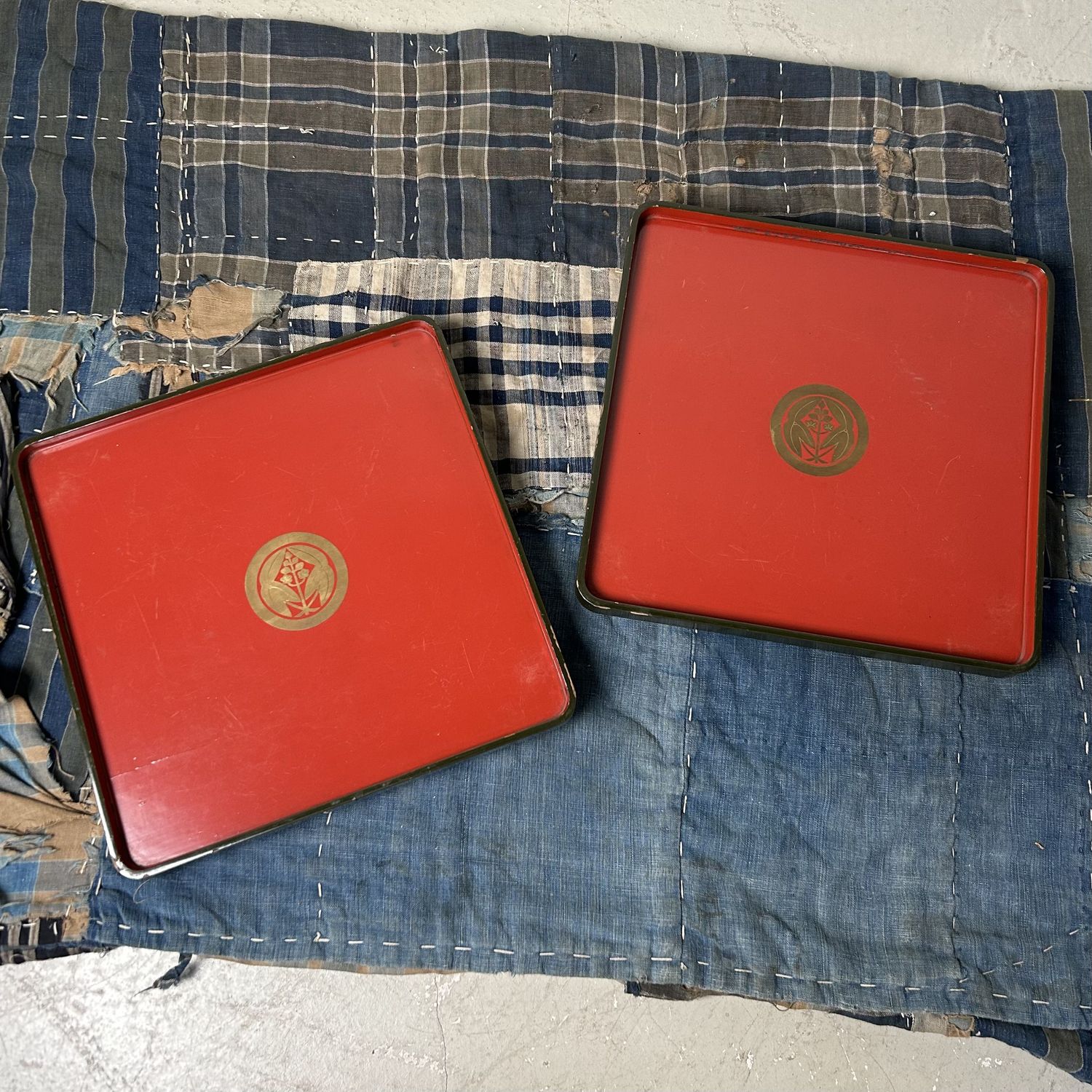 Set Urushi Lakwerk Dienbladen, jaren '20, Japan.