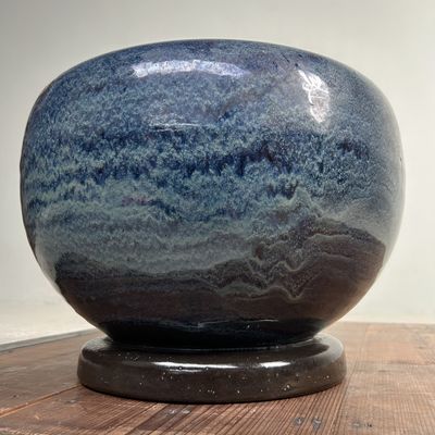 ​Japanese Glazed Ceramic Hibachi, Plant Stand, 1960s.