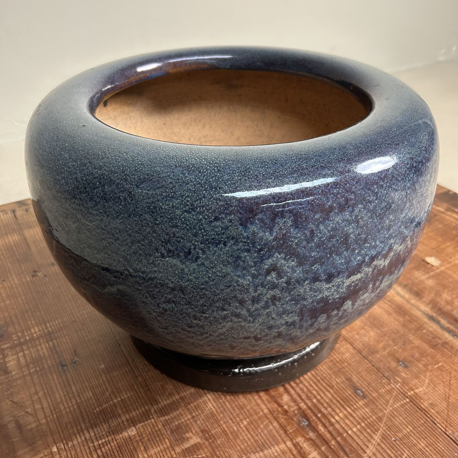 ​Japanese Glazed Ceramic Hibachi, Plant Stand, 1960s.
