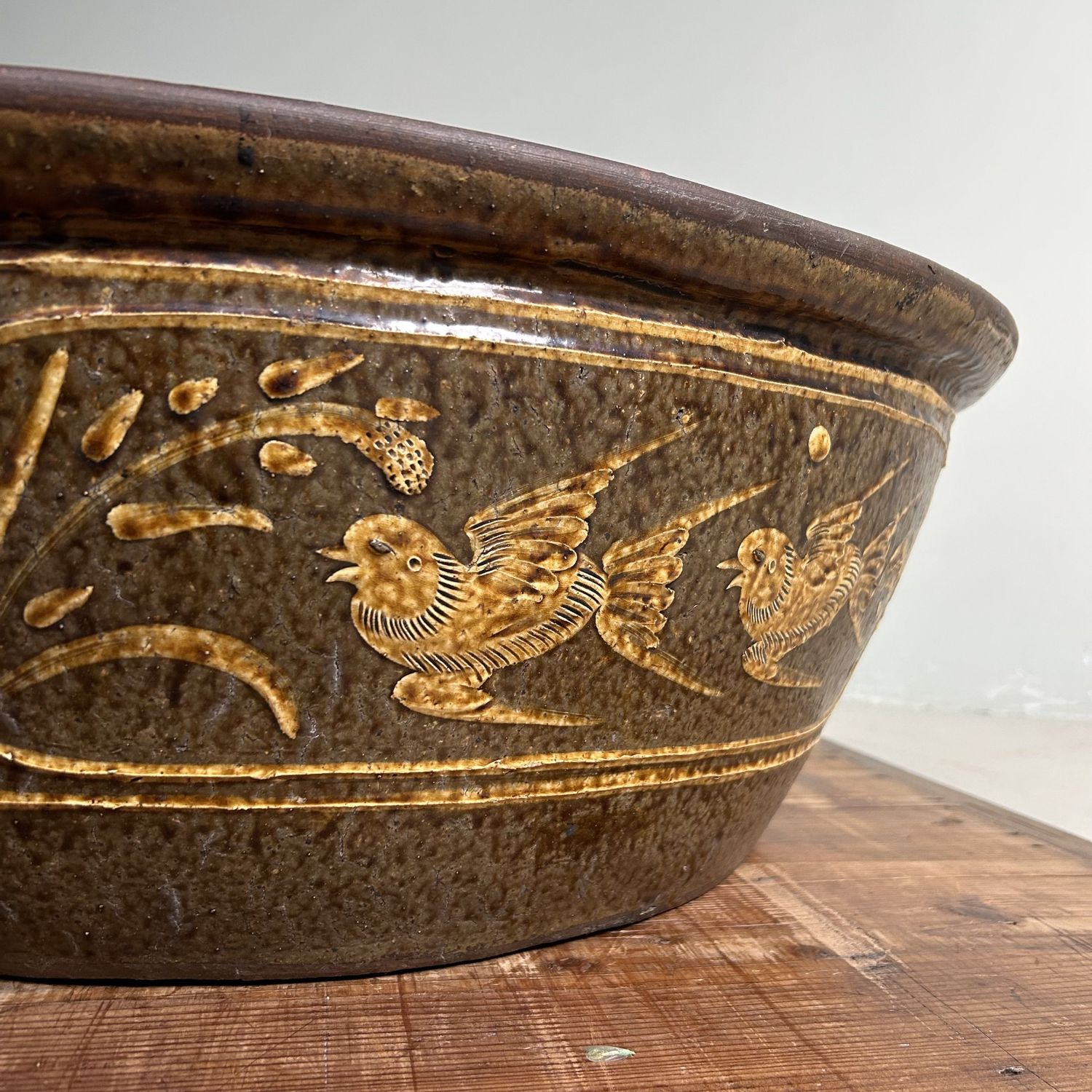 Antieke Keramieken Japanse Waterpot, Plantenhouder, Meiji Periode.
