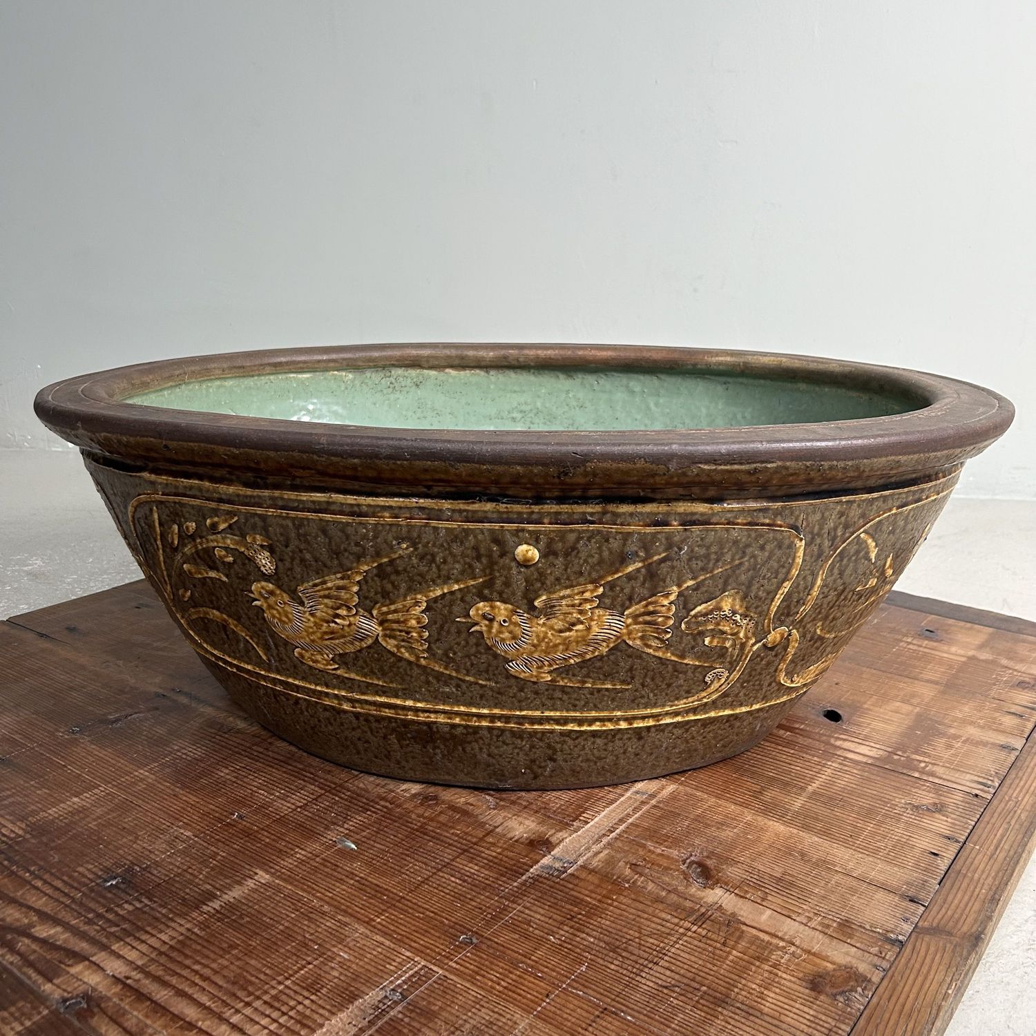Antieke Keramieken Japanse Waterpot, Plantenhouder, Meiji Periode.