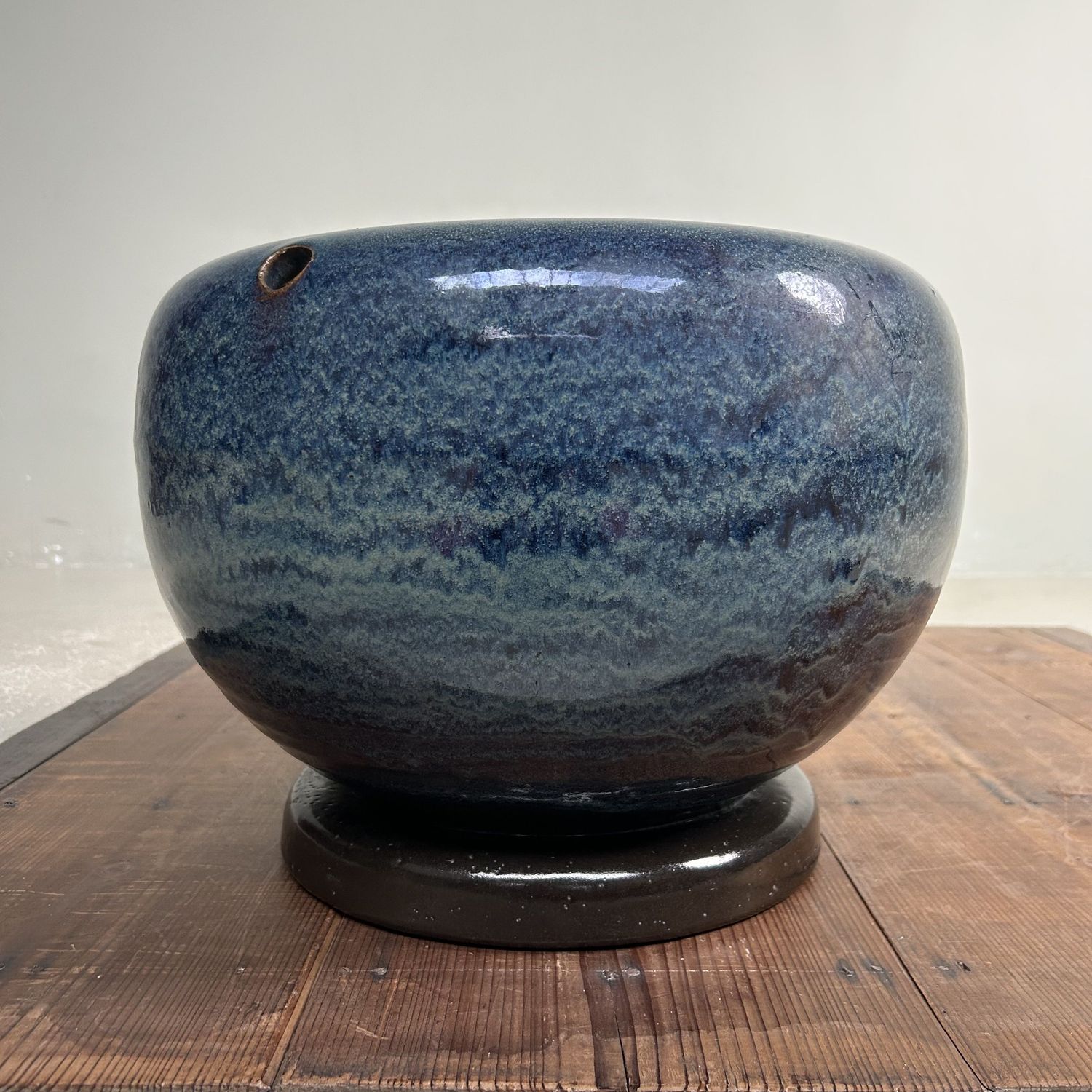 ​Japanese Glazed Ceramic Hibachi, Plant Stand, 1960s.