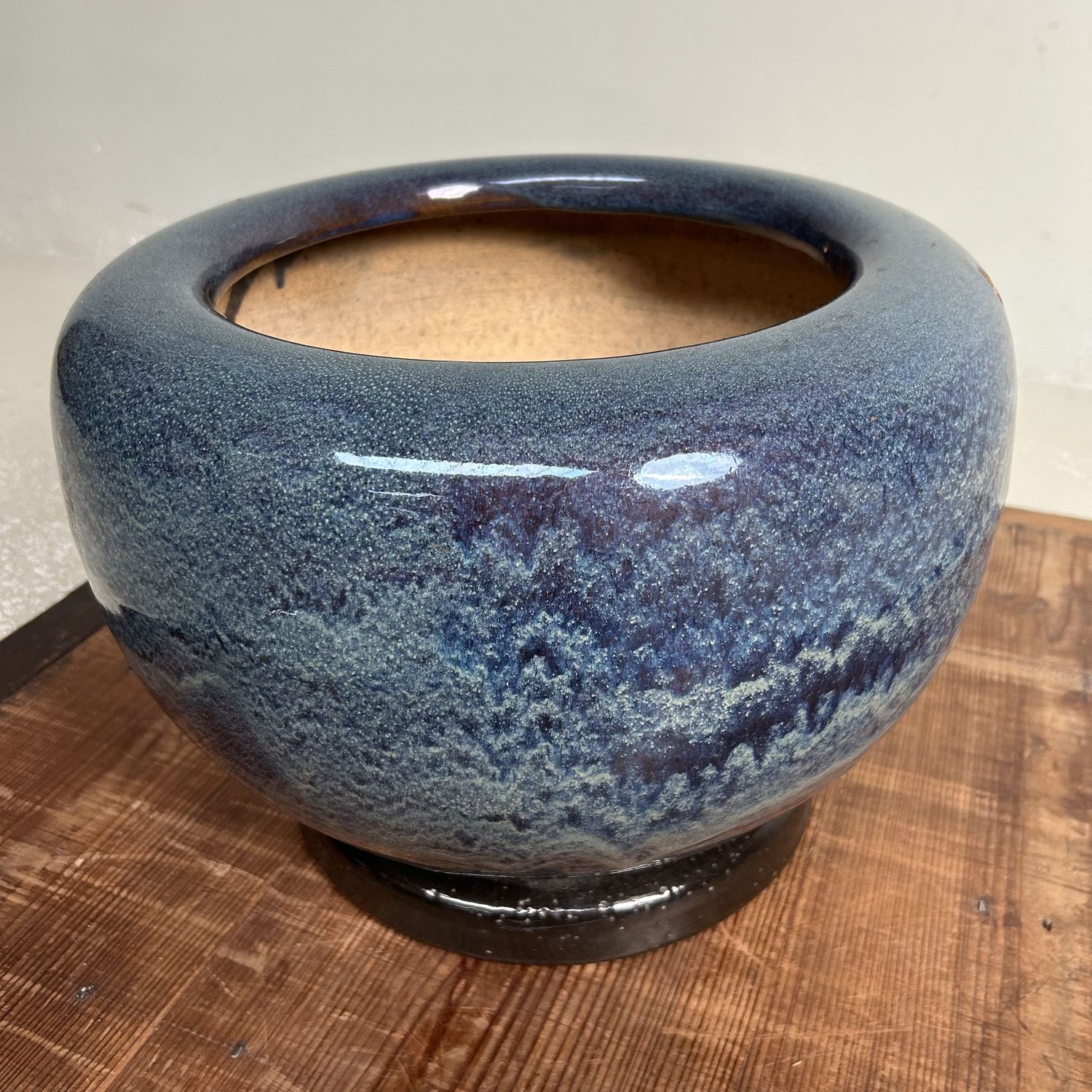 ​Japanese Glazed Ceramic Hibachi, Plant Stand, 1960s.