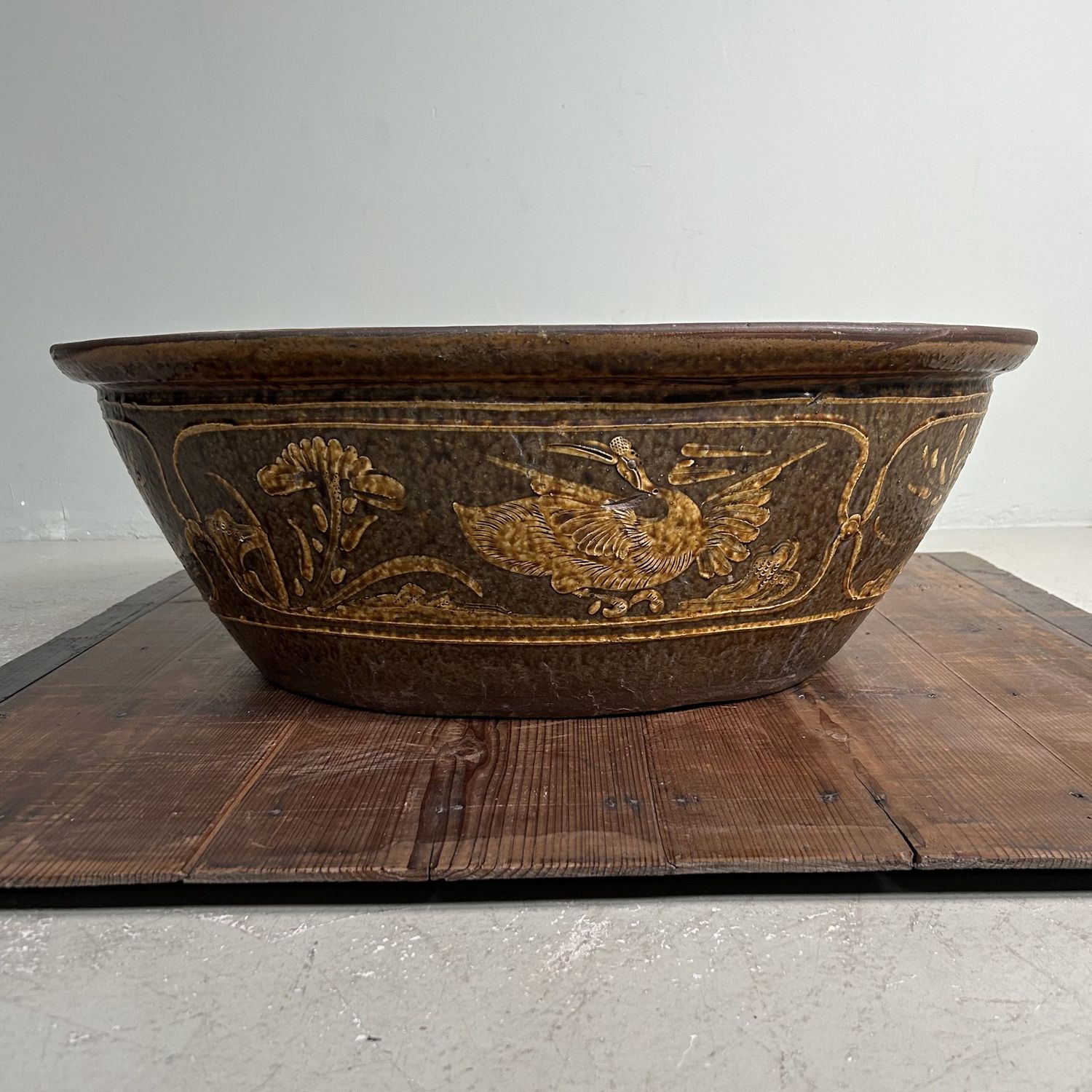 Antieke Keramieken Japanse Waterpot, Plantenhouder, Meiji Periode.