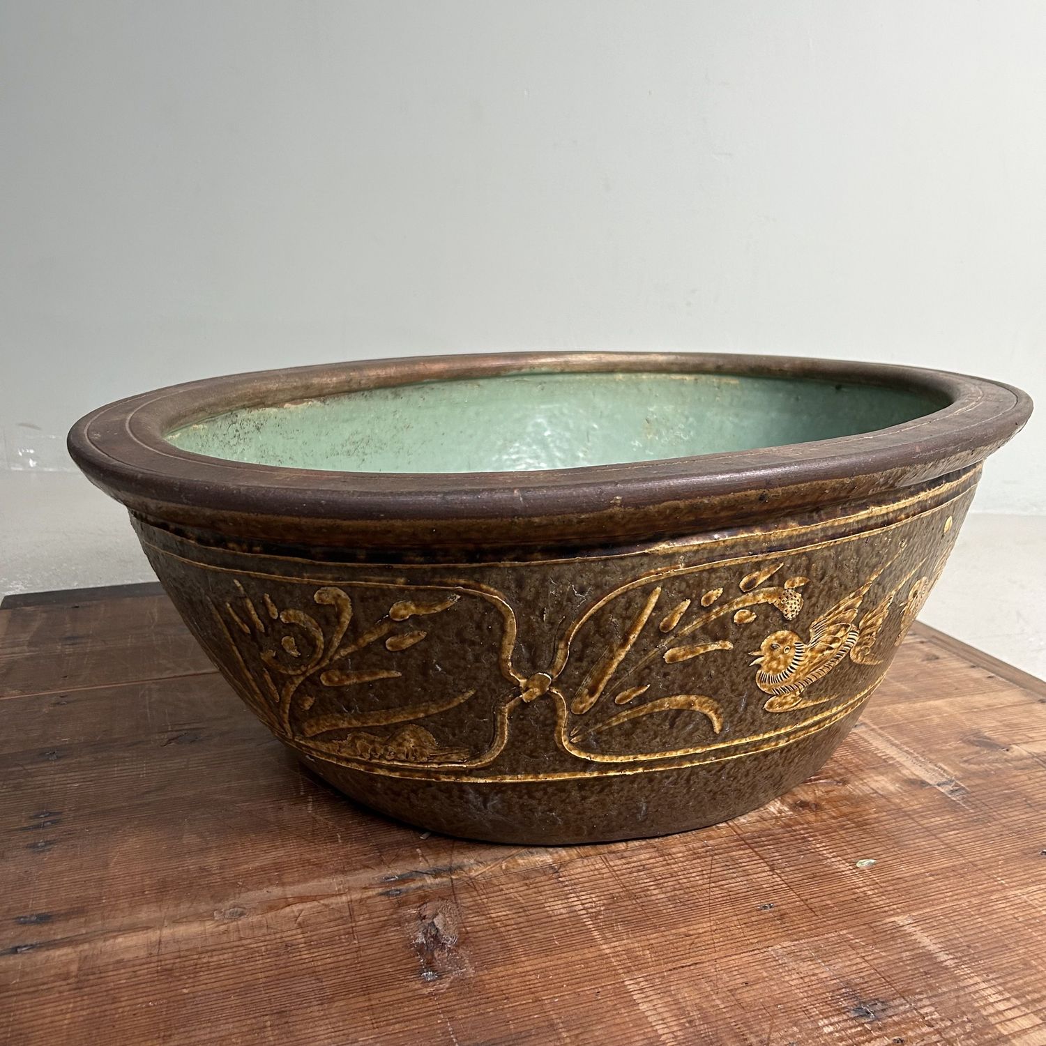Antieke Keramieken Japanse Waterpot, Plantenhouder, Meiji Periode.