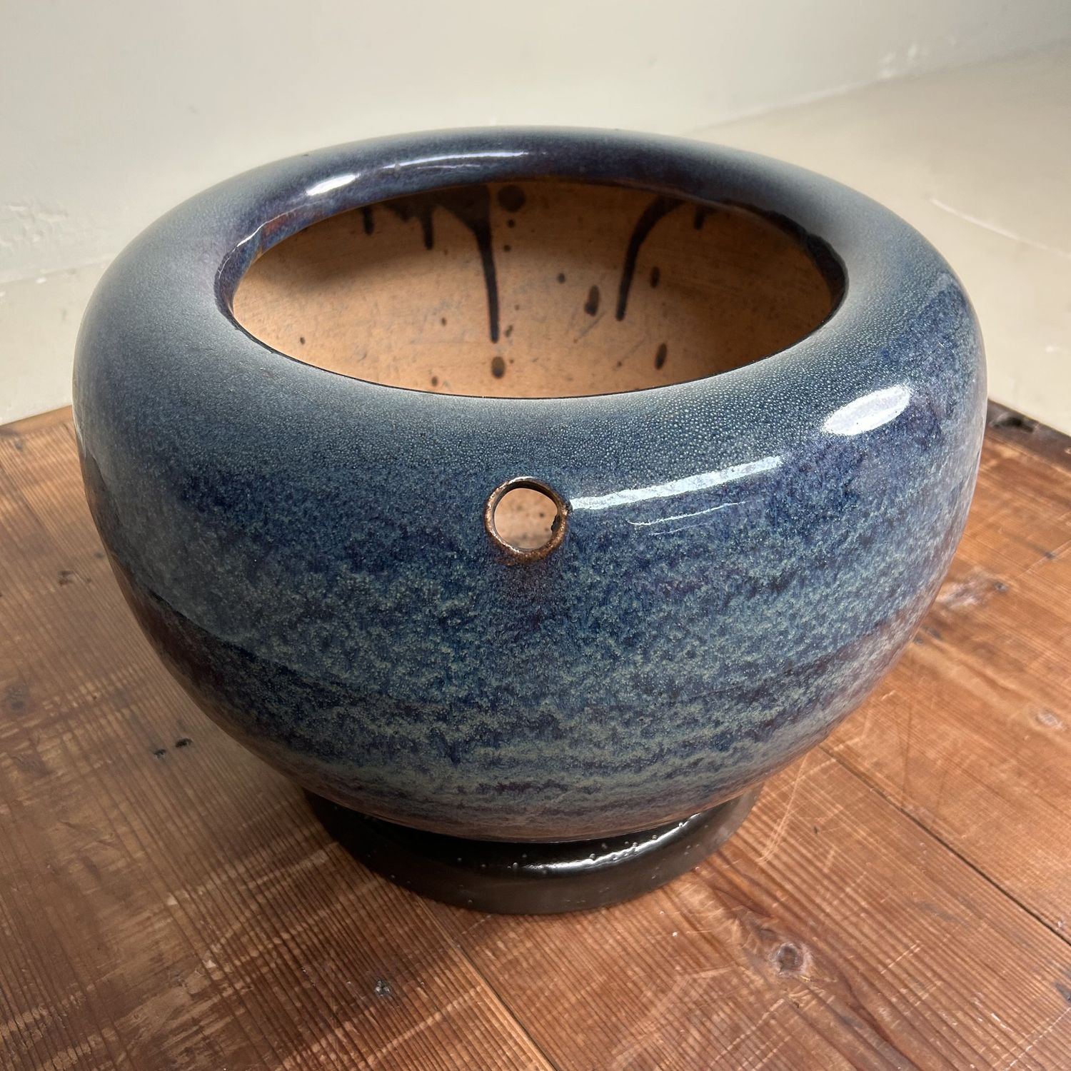 ​Japanese Glazed Ceramic Hibachi, Plant Stand, 1960s.