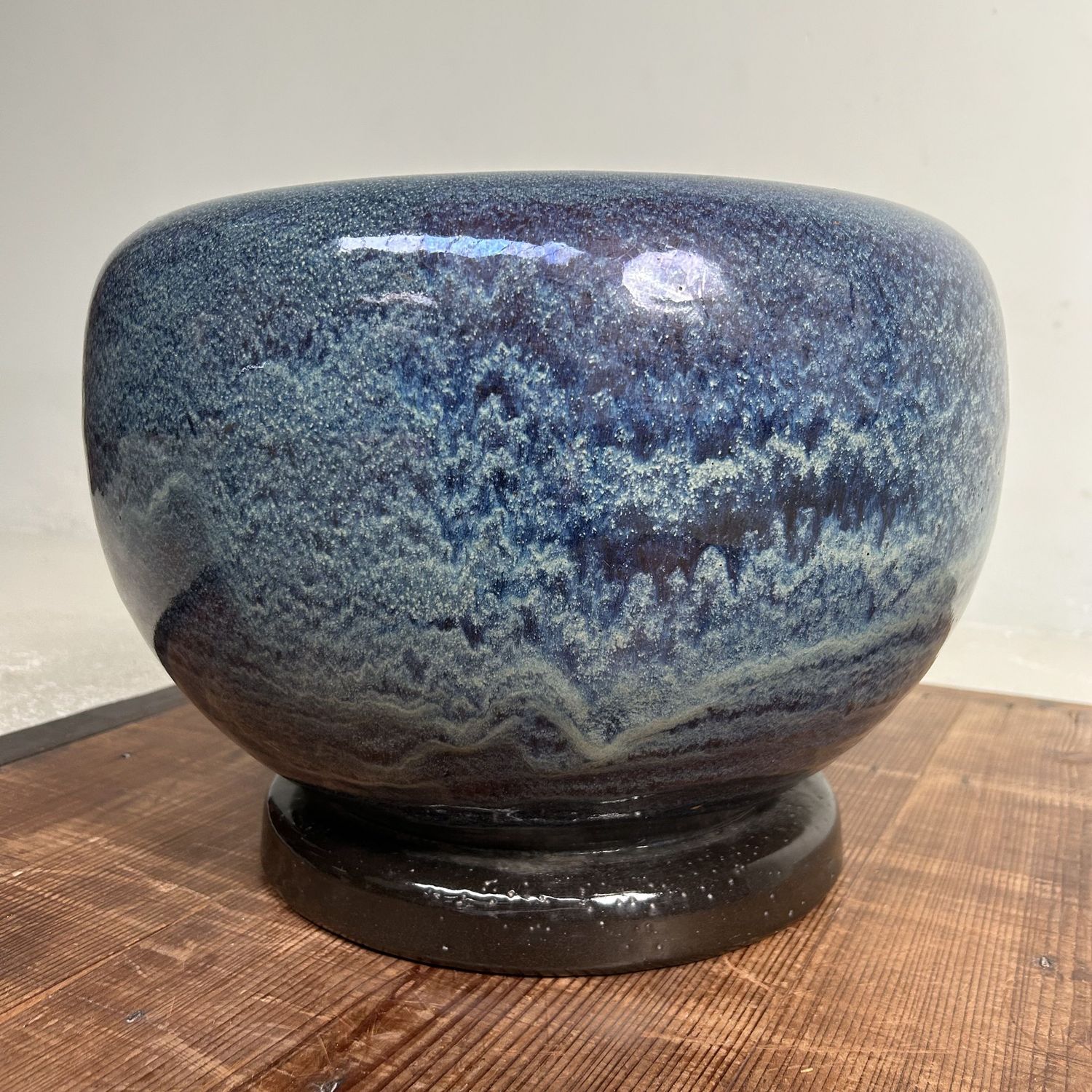 ​Japanese Glazed Ceramic Hibachi, Plant Stand, 1960s.