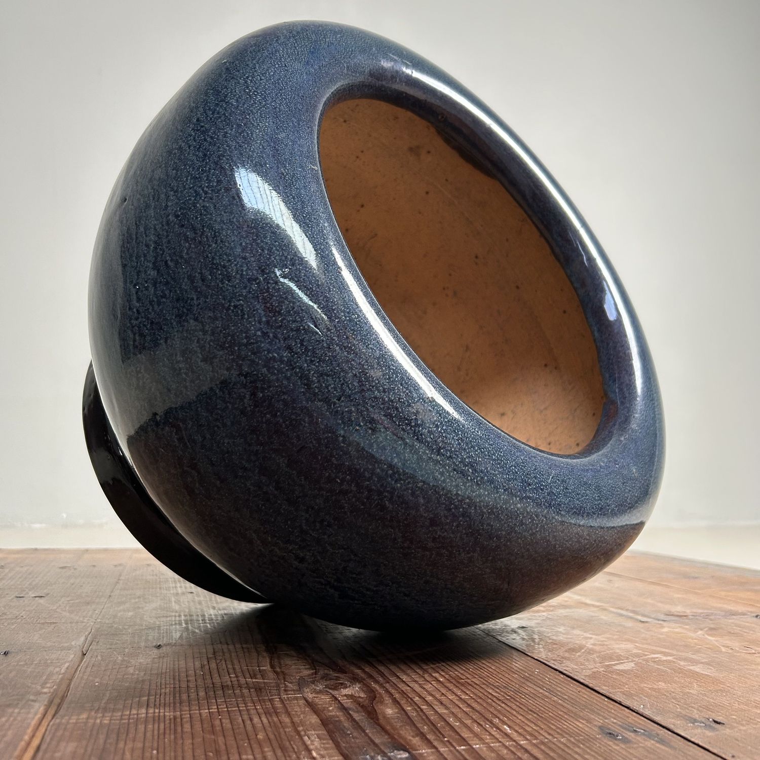 ​Japanese Glazed Ceramic Hibachi, Plant Stand, 1960s.