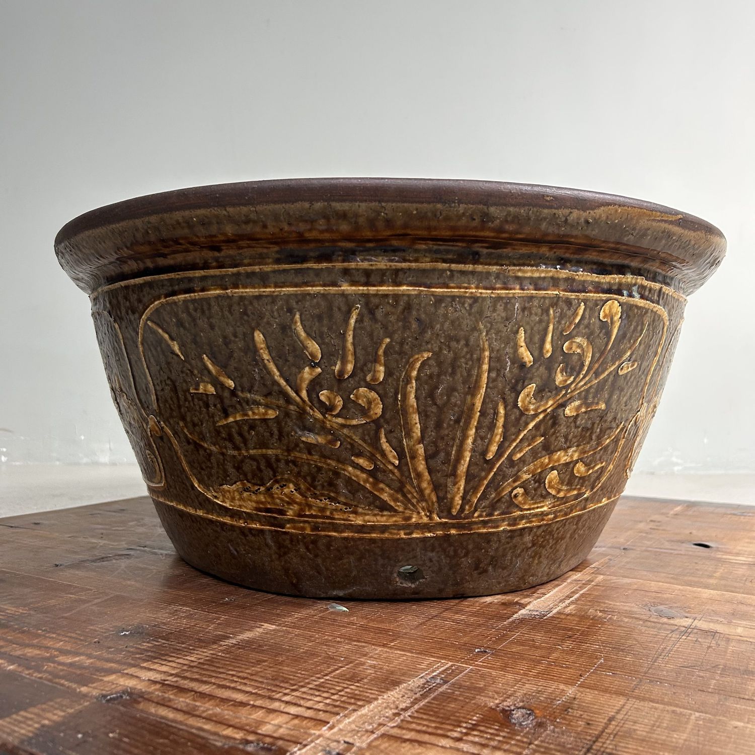 Antieke Keramieken Japanse Waterpot, Plantenhouder, Meiji Periode.
