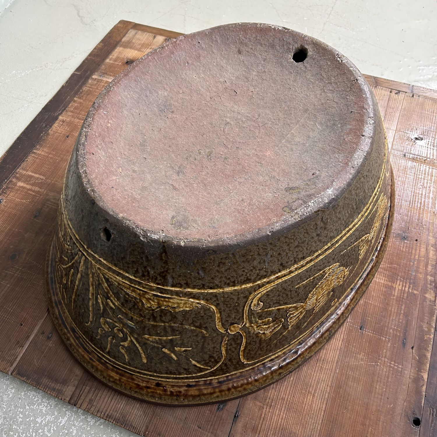 Antieke Keramieken Japanse Waterpot, Plantenhouder, Meiji Periode.