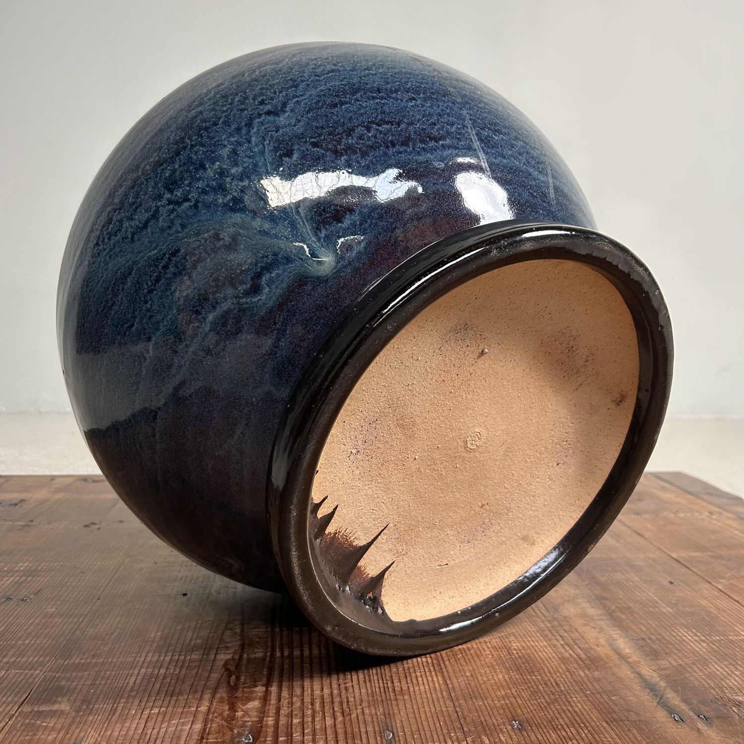 ​Japanese Glazed Ceramic Hibachi, Plant Stand, 1960s.