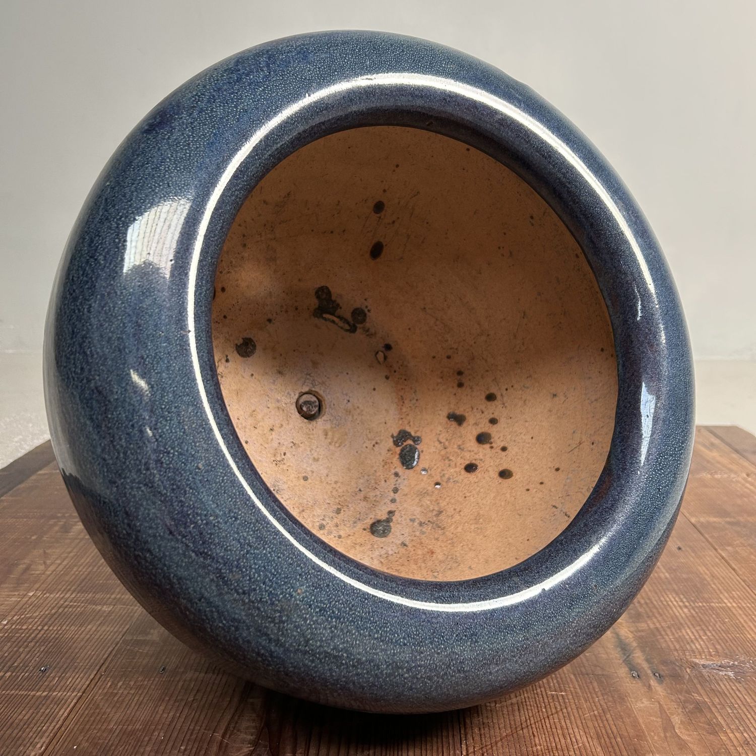 ​Japanese Glazed Ceramic Hibachi, Plant Stand, 1960s.