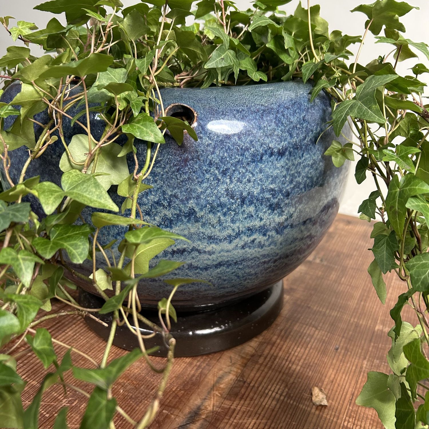 ​Japanese Glazed Ceramic Hibachi, Plant Stand, 1960s.
