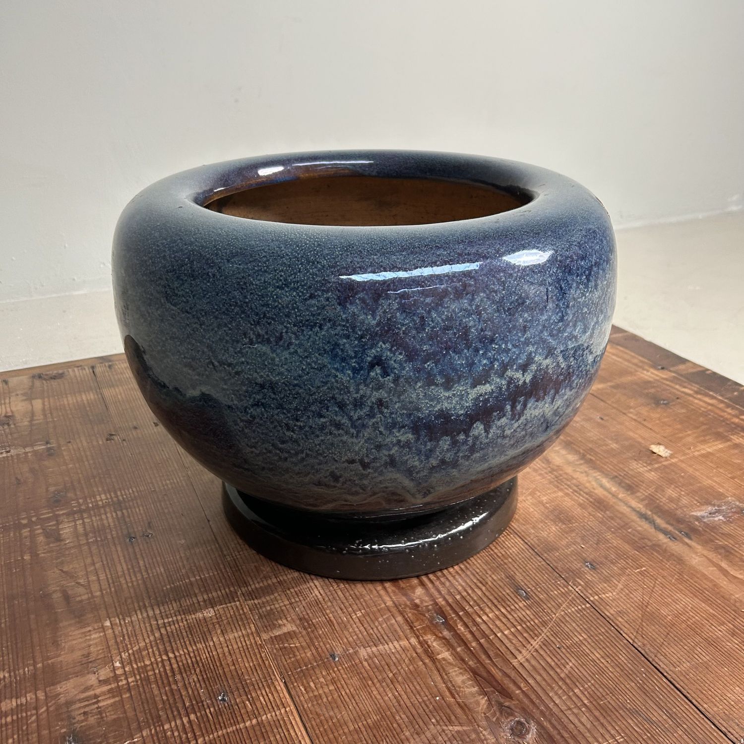 ​Japanese Glazed Ceramic Hibachi, Plant Stand, 1960s.