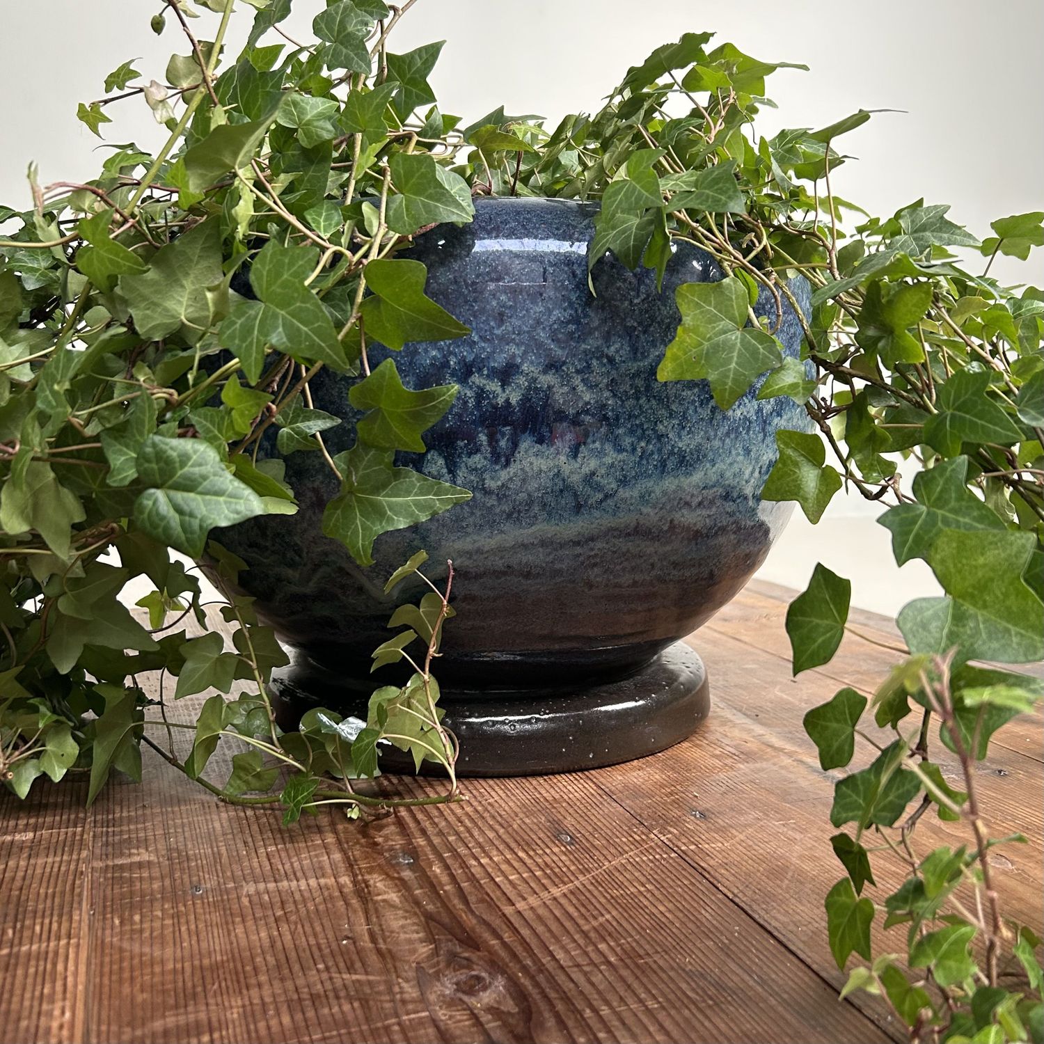 ​Japanese Glazed Ceramic Hibachi, Plant Stand, 1960s.