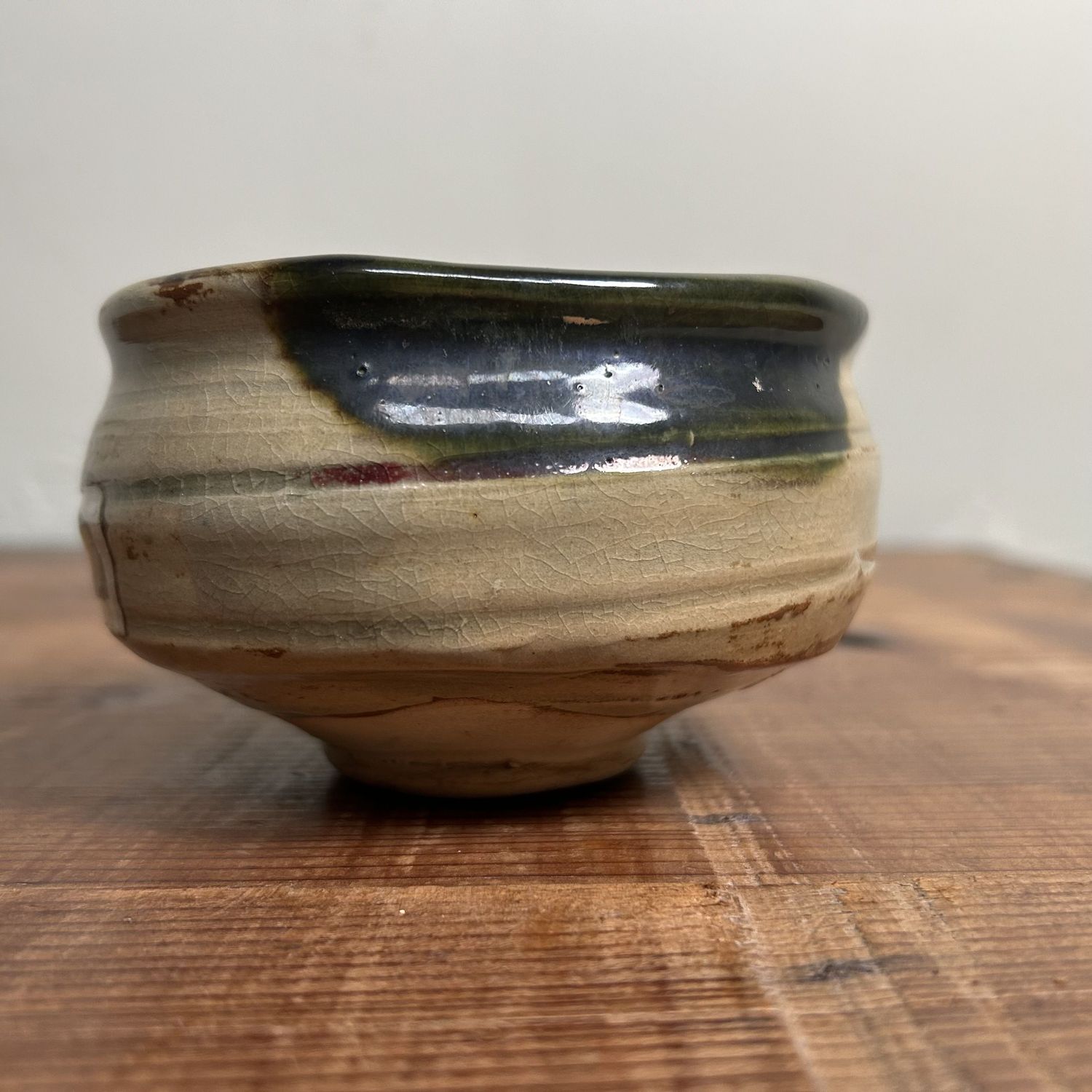 Unique Vintage Oribe Ware Chawan Tea Bowl, Shunji Kato, 1960s.