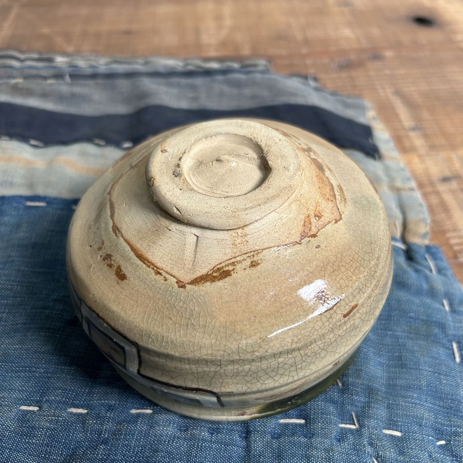 Unique Vintage Oribe Ware Chawan Tea Bowl, Shunji Kato, 1960s.