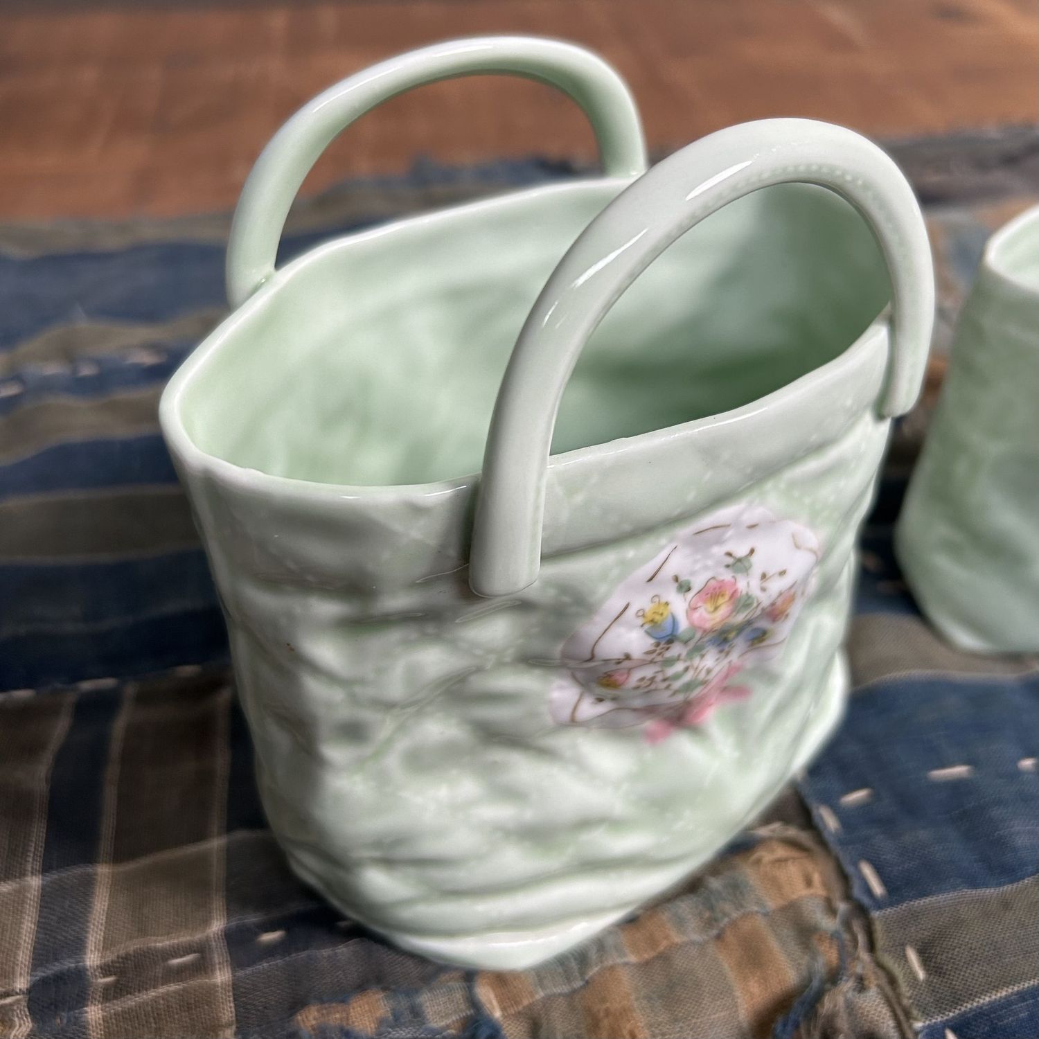 Set of Two Porcelain 'Handbag' Vases, Hasami Ware, 1980s. Set of Two Porcelain 'Handbag' Vases, Hasami Ware, 1980s.