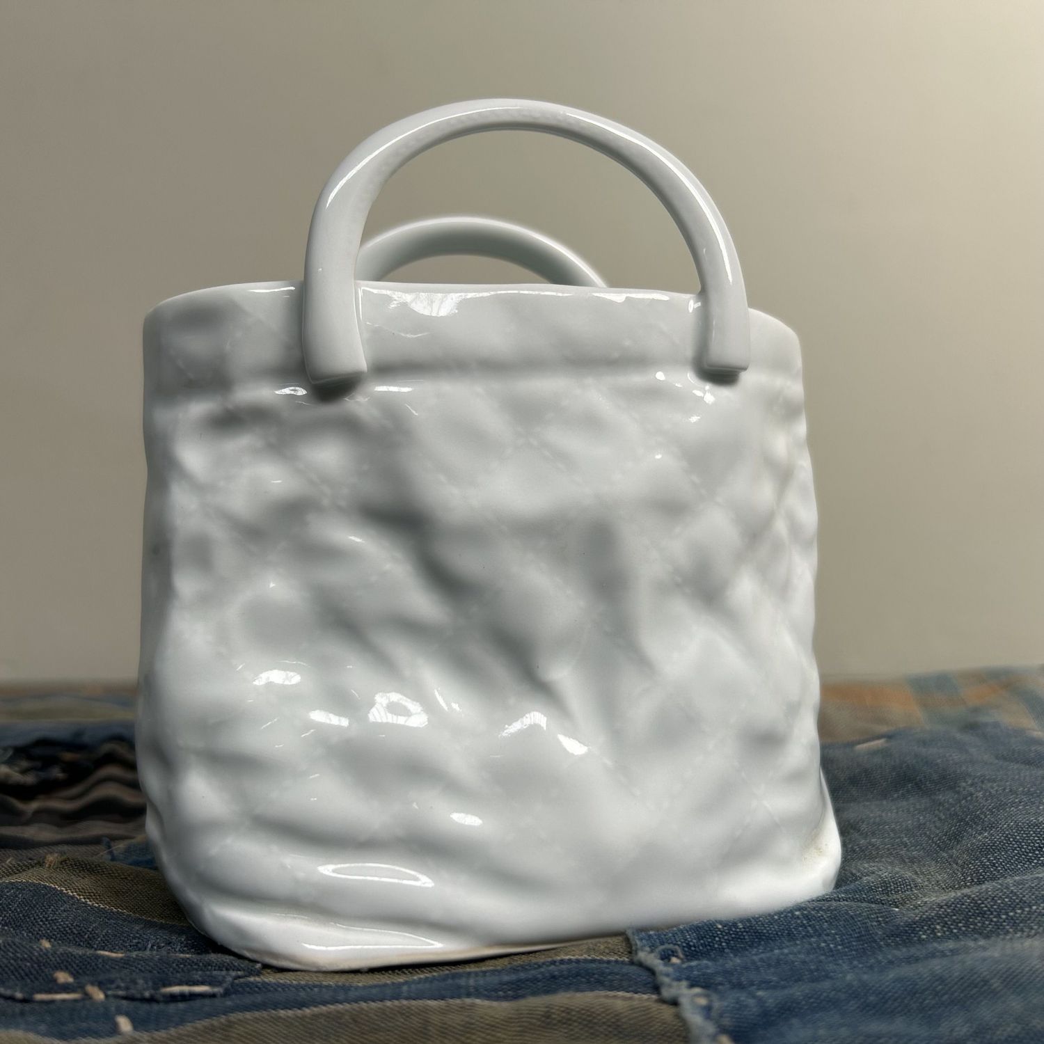 Porcelain 'Handbag' Vase, Pierrot, Hasami Ware, 1980s.