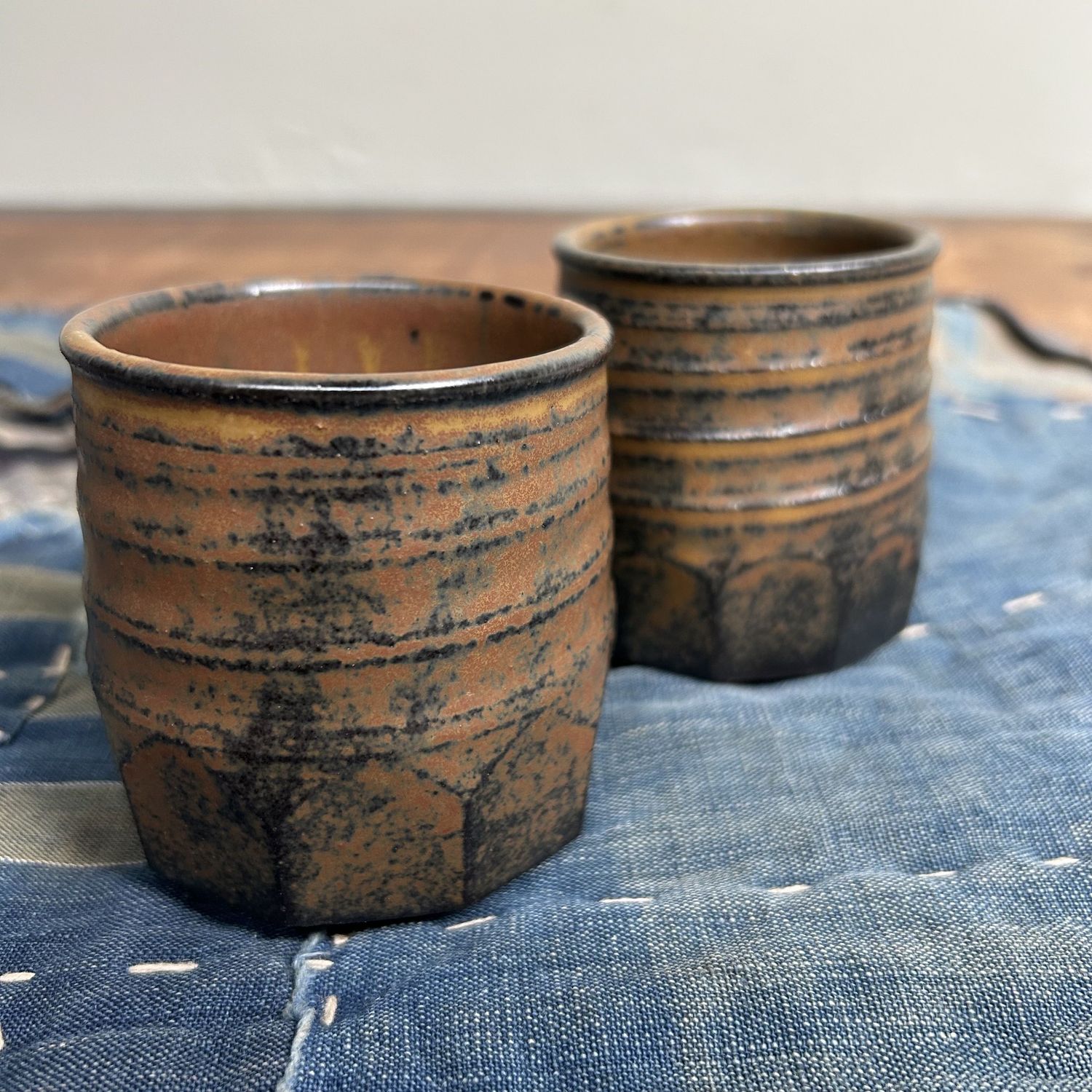 Set of Two Ceramic Yunomi Tea Cups, Shōwa Period.