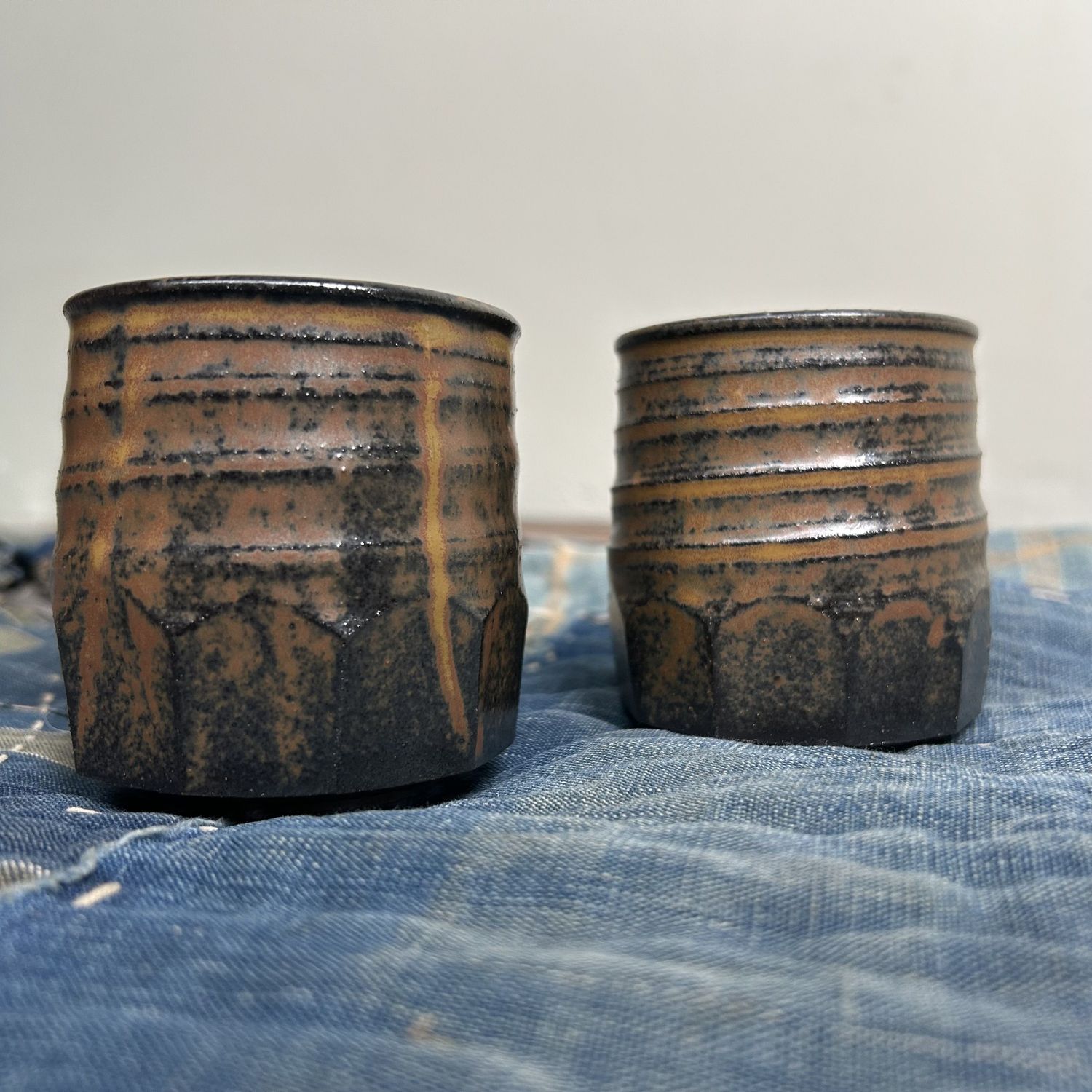 Set of Two Ceramic Yunomi Tea Cups, Shōwa Period.
