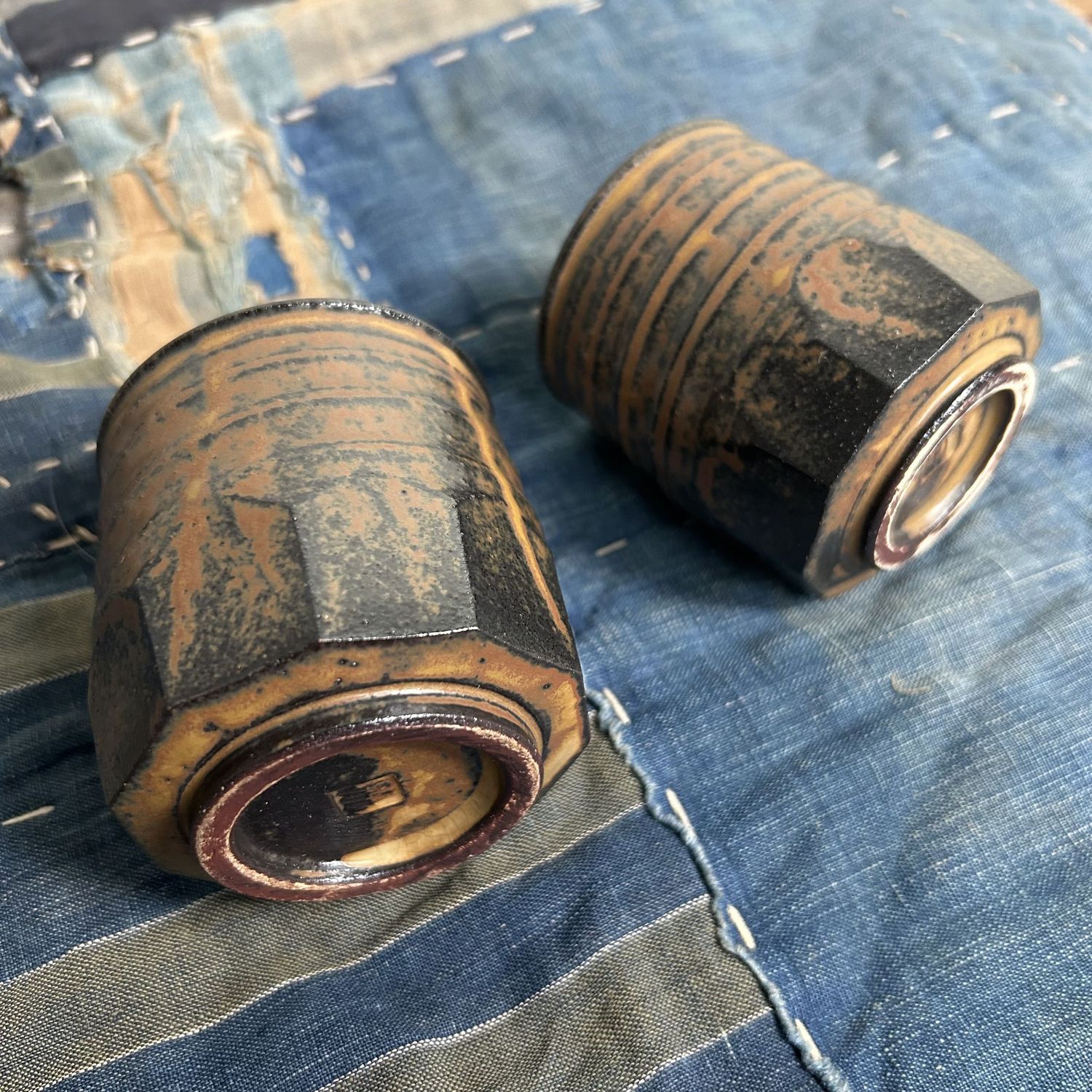 Set of Two Ceramic Yunomi Tea Cups, Shōwa Period.