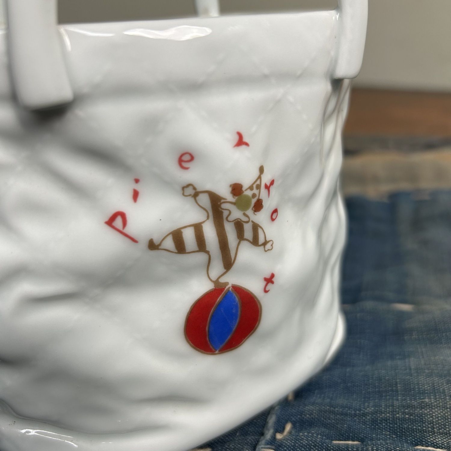 Porcelain 'Handbag' Vase, Pierrot, Hasami Ware, 1980s.