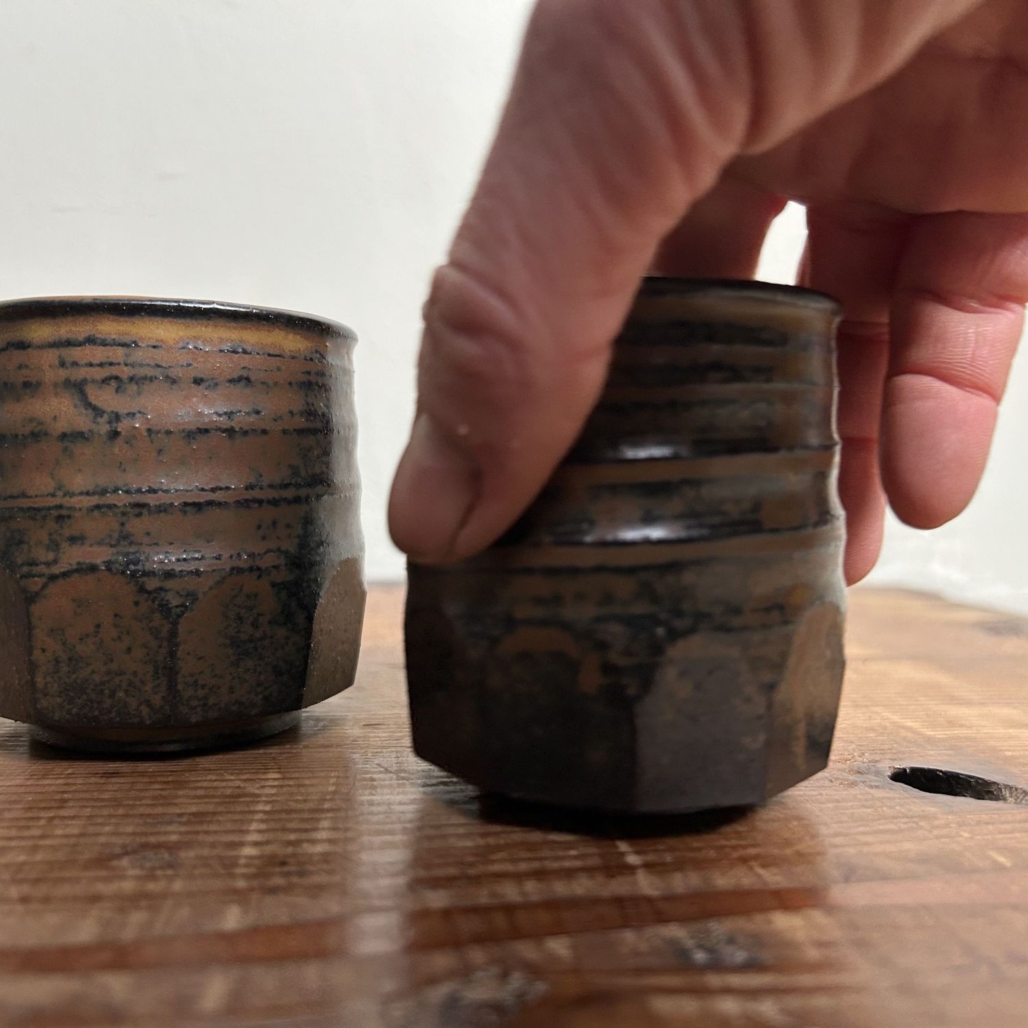 Set of Two Ceramic Yunomi Tea Cups, Shōwa Period.