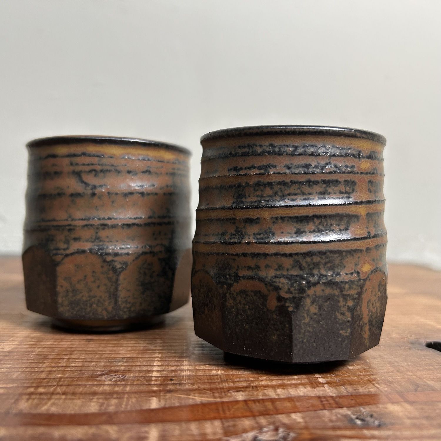 Set of Two Ceramic Yunomi Tea Cups, Shōwa Period.