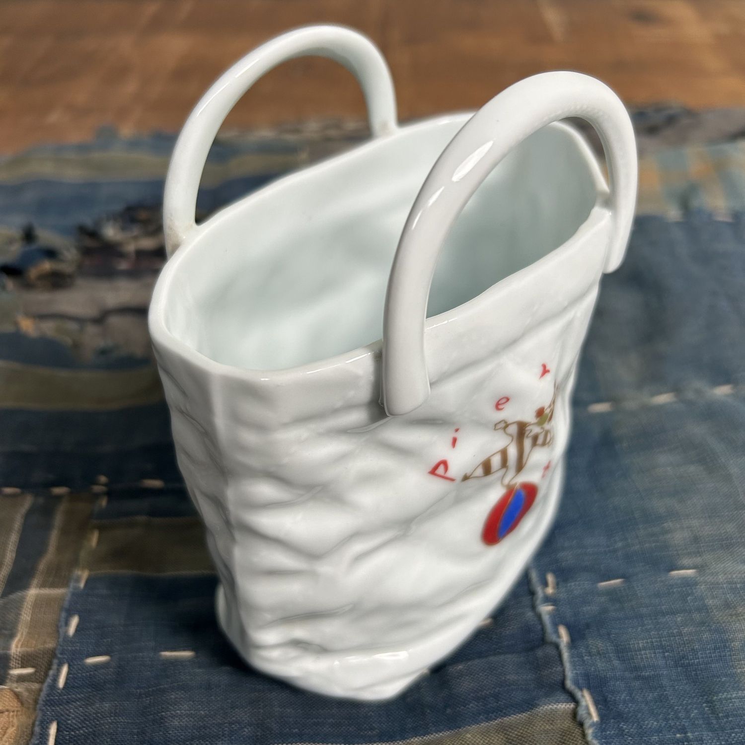 Porcelain 'Handbag' Vase, Pierrot, Hasami Ware, 1980s.